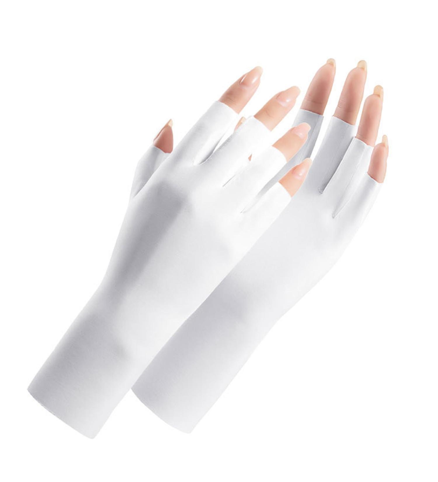 Uv Glove for Gel Manicures Breathable Uv Protection Gloves UPF50+ Fingerless Manicure Gloves for Nail Art Supplies White - Buy Online on GoSupps.com