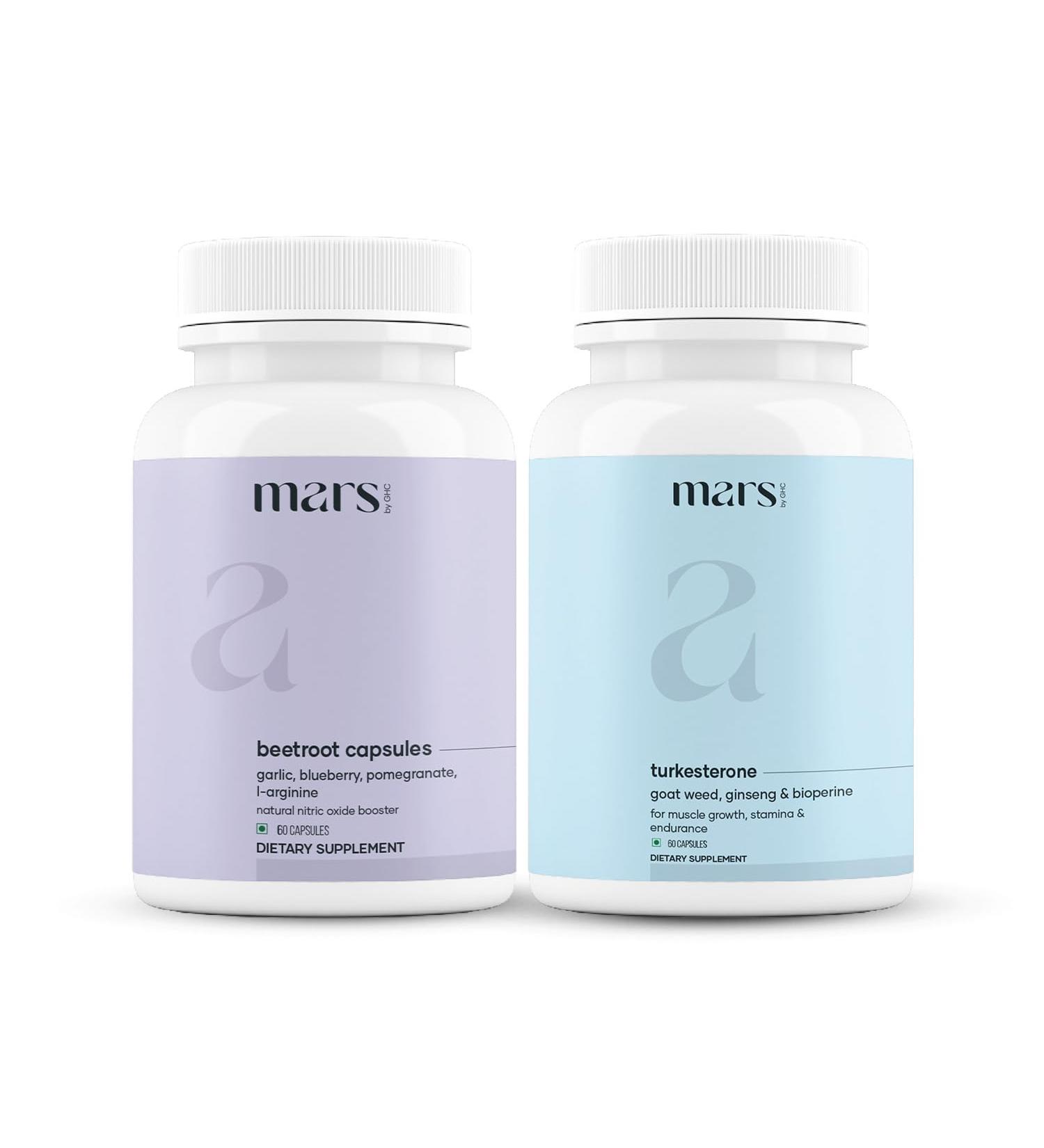 MarsbyGHC Testo Max Combo | Mars Beetroot Nitric Oxide Booster & Mars Turkesterone Capsules 120 Capsules | - Buy Online on GoSupps.com