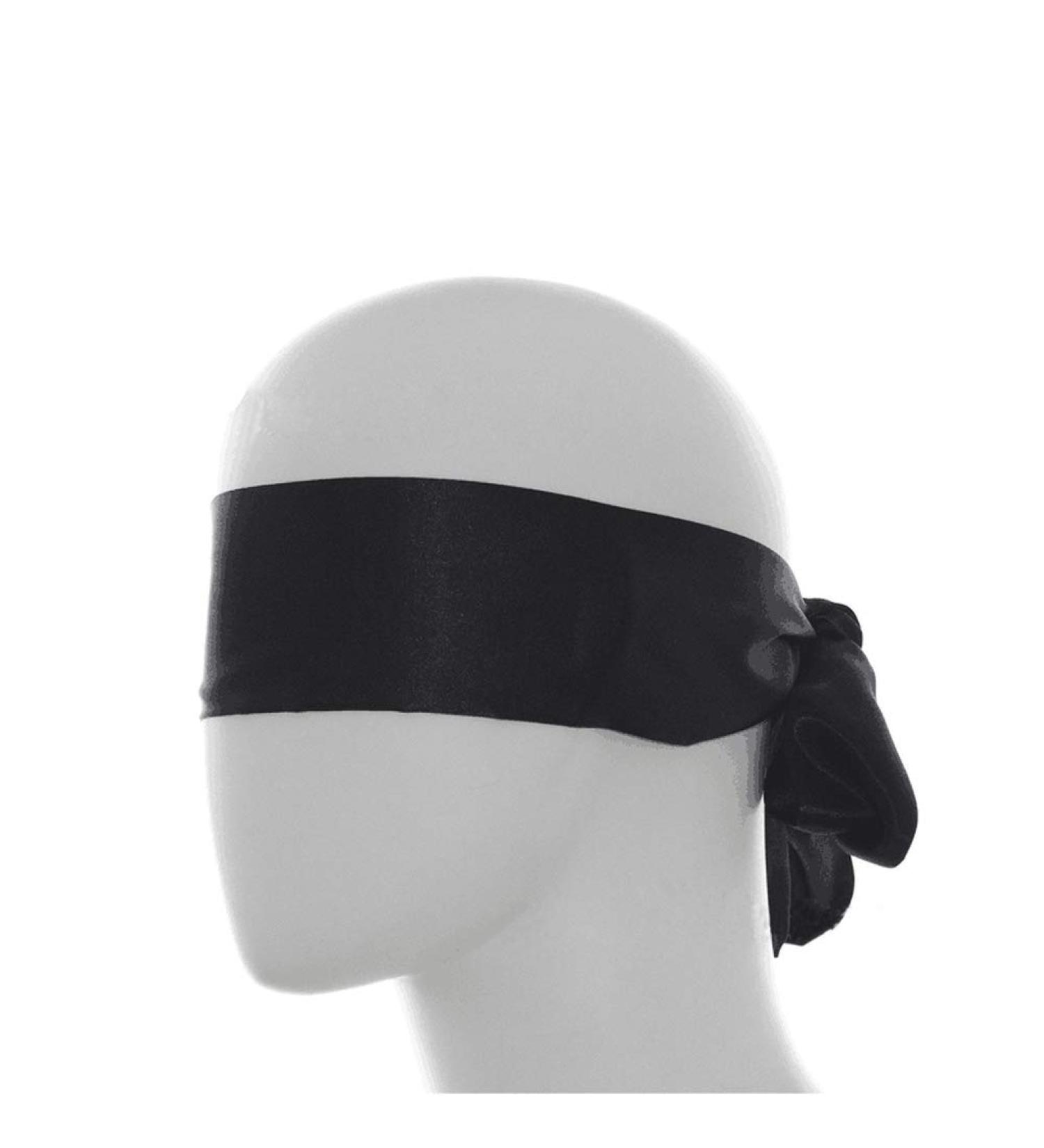 Black Satin Eyeshade Blindfold - Long Slim Ribbon Tie Eye Cover for Sleeping & Travel | Perfect Gift for Valentine's Day - Buy Online on GoSupps.com