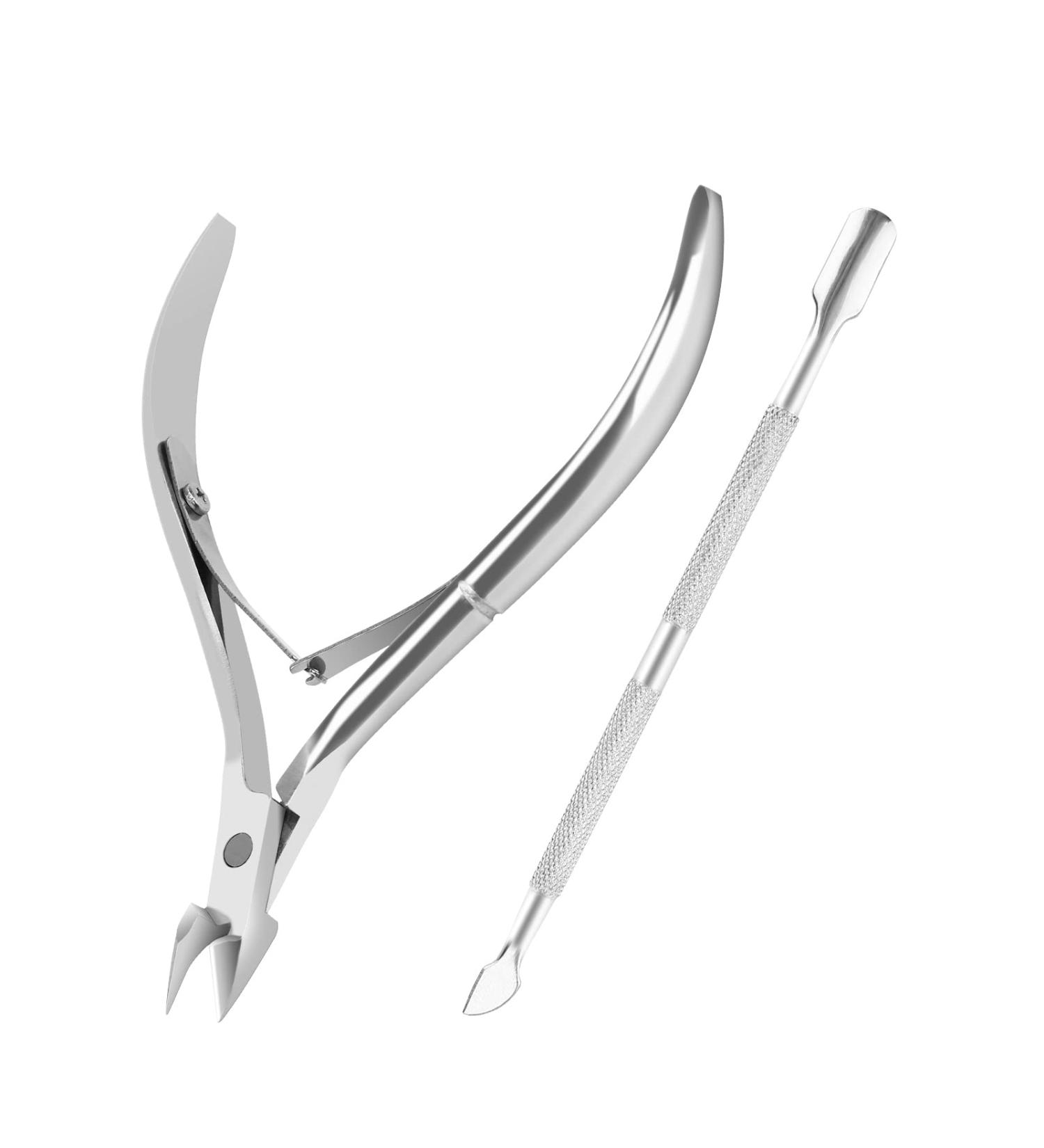 YLYL Metal Nail Cuticle Trimmer Set - Professional 2 Pcs Cuticle Remover Kit for Women - Clippers, Nippers, Pusher & Cutter Included - Buy Online on GoSupps.com