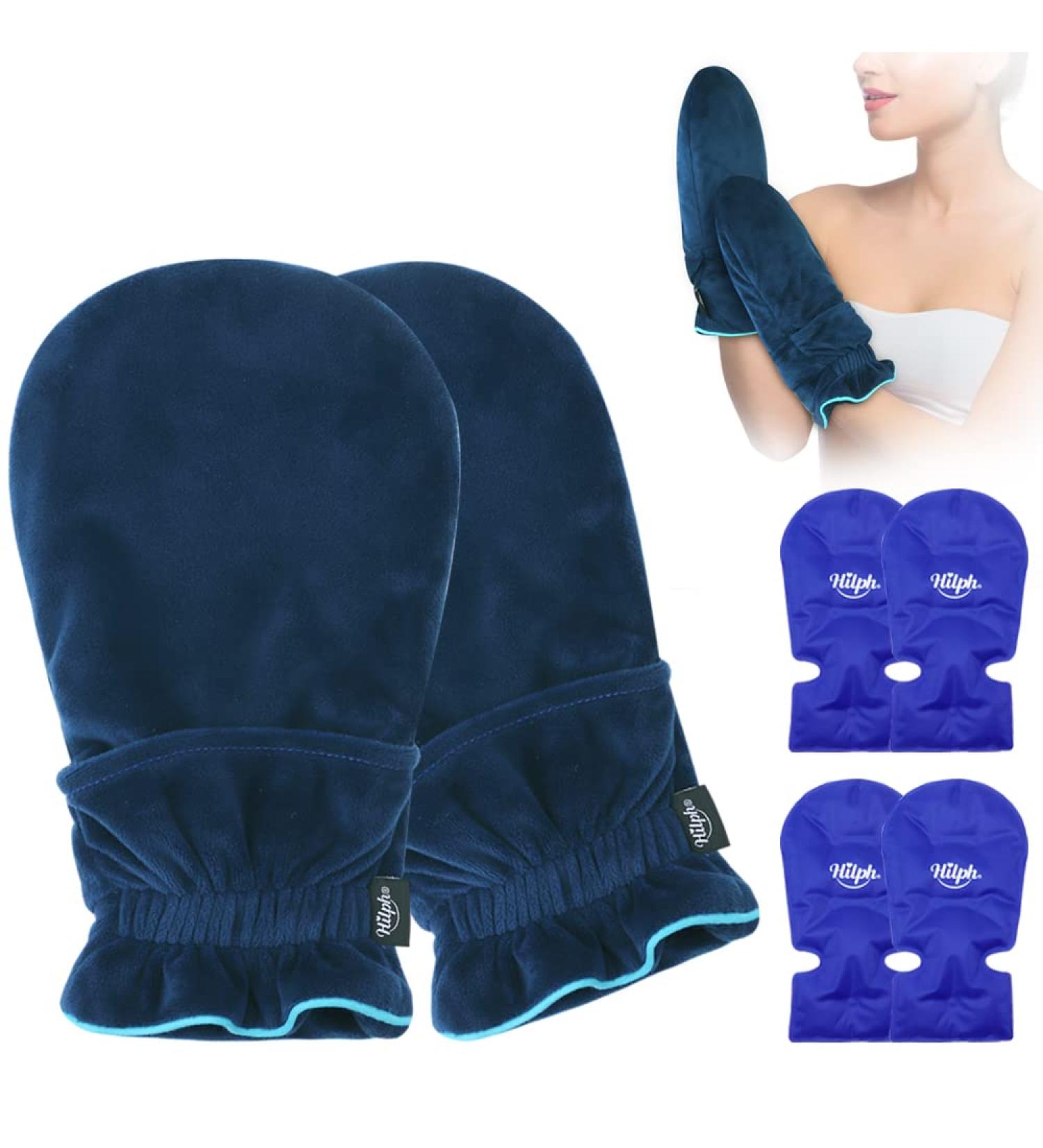 Hilph Ice Gloves - Hot and Cold Therapy Hand Ice Pack Wrap with 4 Gel Cold Packs for Chemotherapy, Injuries, Neuropathy, Swelling - Large (1 Pair) - Buy Online on GoSupps.com
