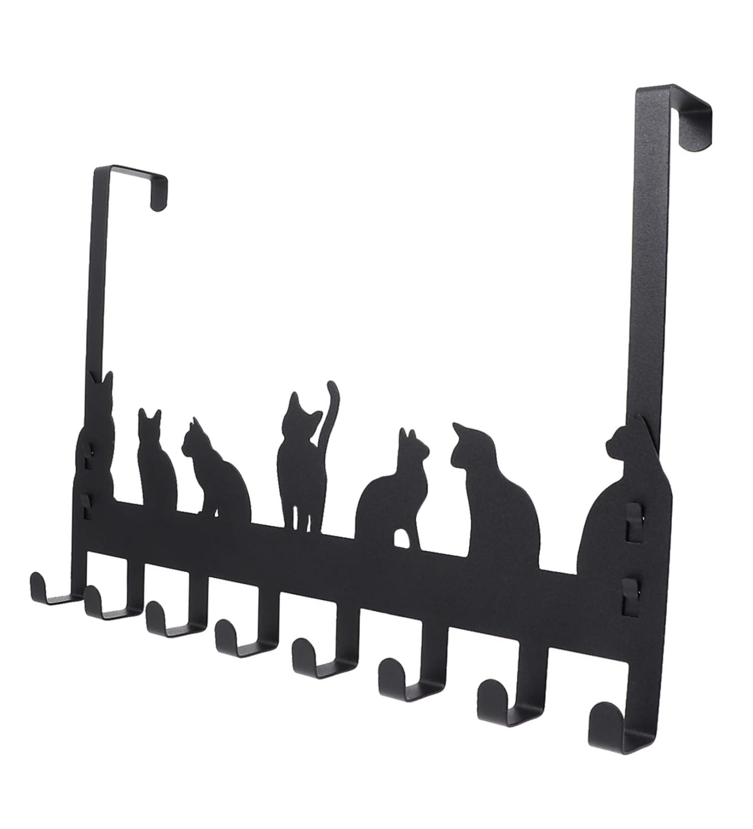 1pc Coat Hook Black Metal Over Door Towel Rack Over Door Clothes Hanger Rack Black Towel Hook Over The Door Towel Racks for Bathroom Wardrobe Doors Hook Cat Shaped Hook Hangers Hat Black 40x27.5cm - Buy Online on GoSupps.com