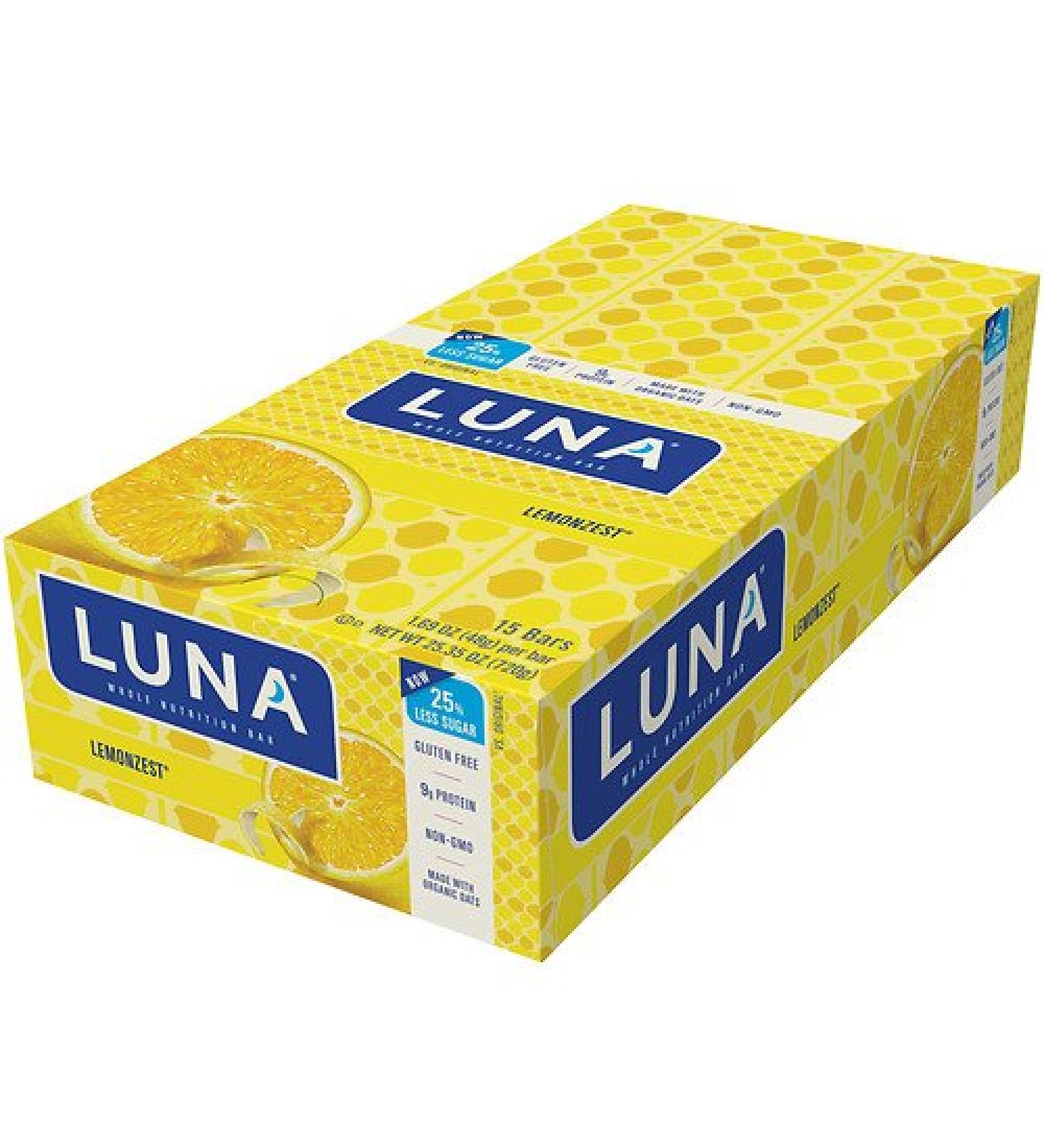 Luna Nutrition Bar for Women, Lemon Zest, 15 pk 1.69 oz