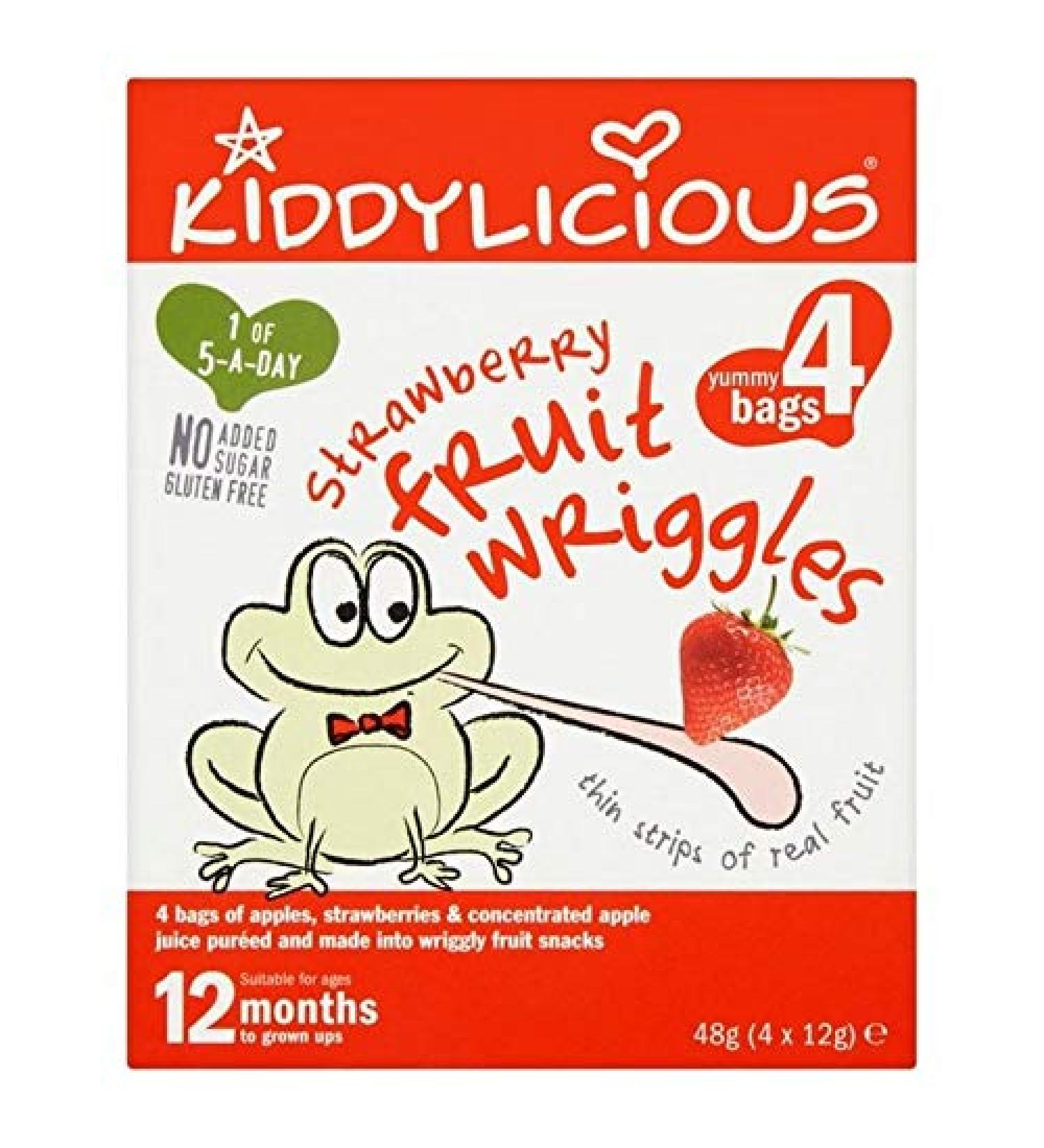 6x Kiddylicious Strawberry Wriggles Multi 4 x 12g