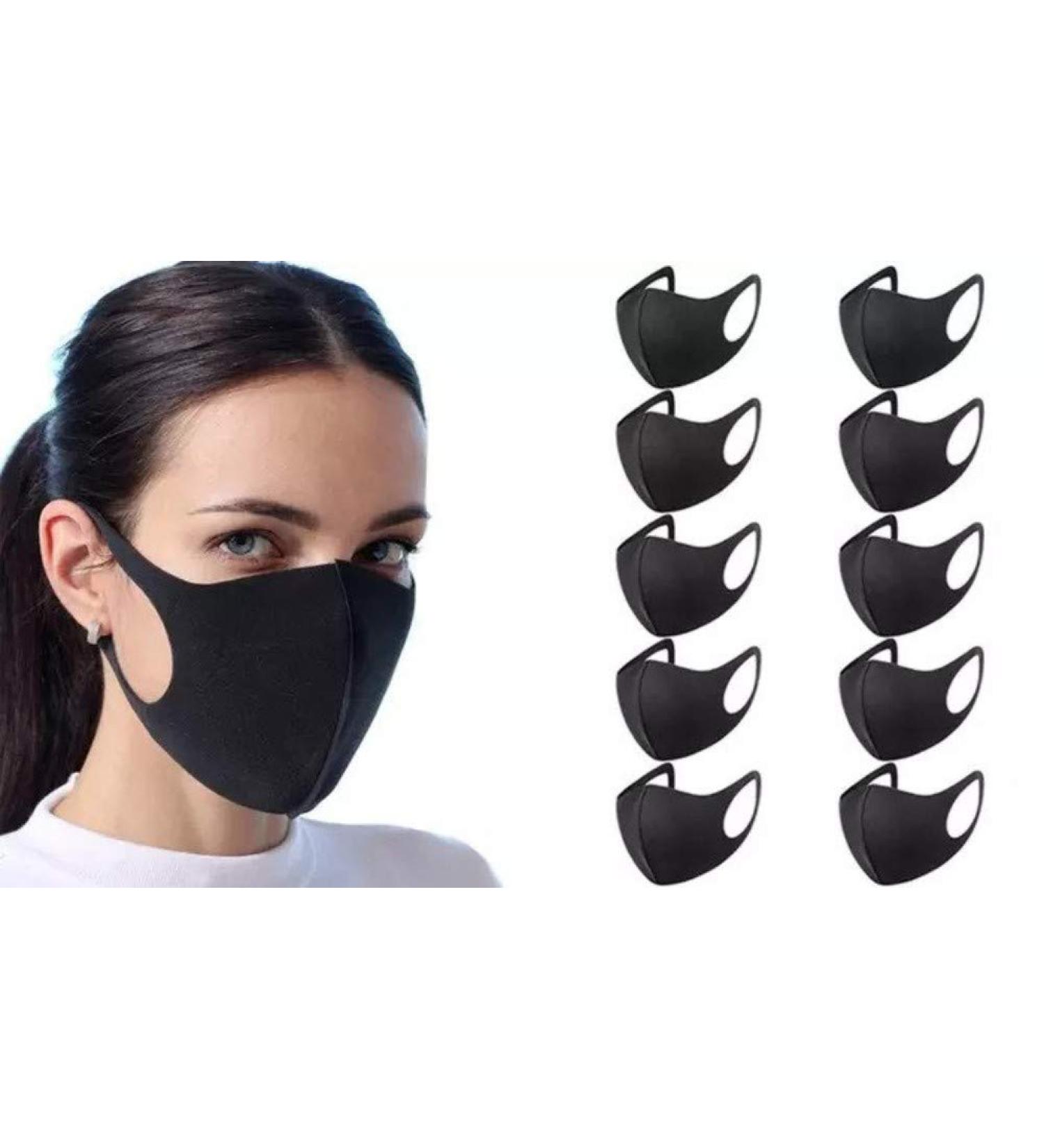 BOOLAVARD 10pcs Fashion Black Stretch Lightweight Fabric Covering Face and Mouth Reusable Washable Fashionable for Unisex - Buy Online on GoSupps.com