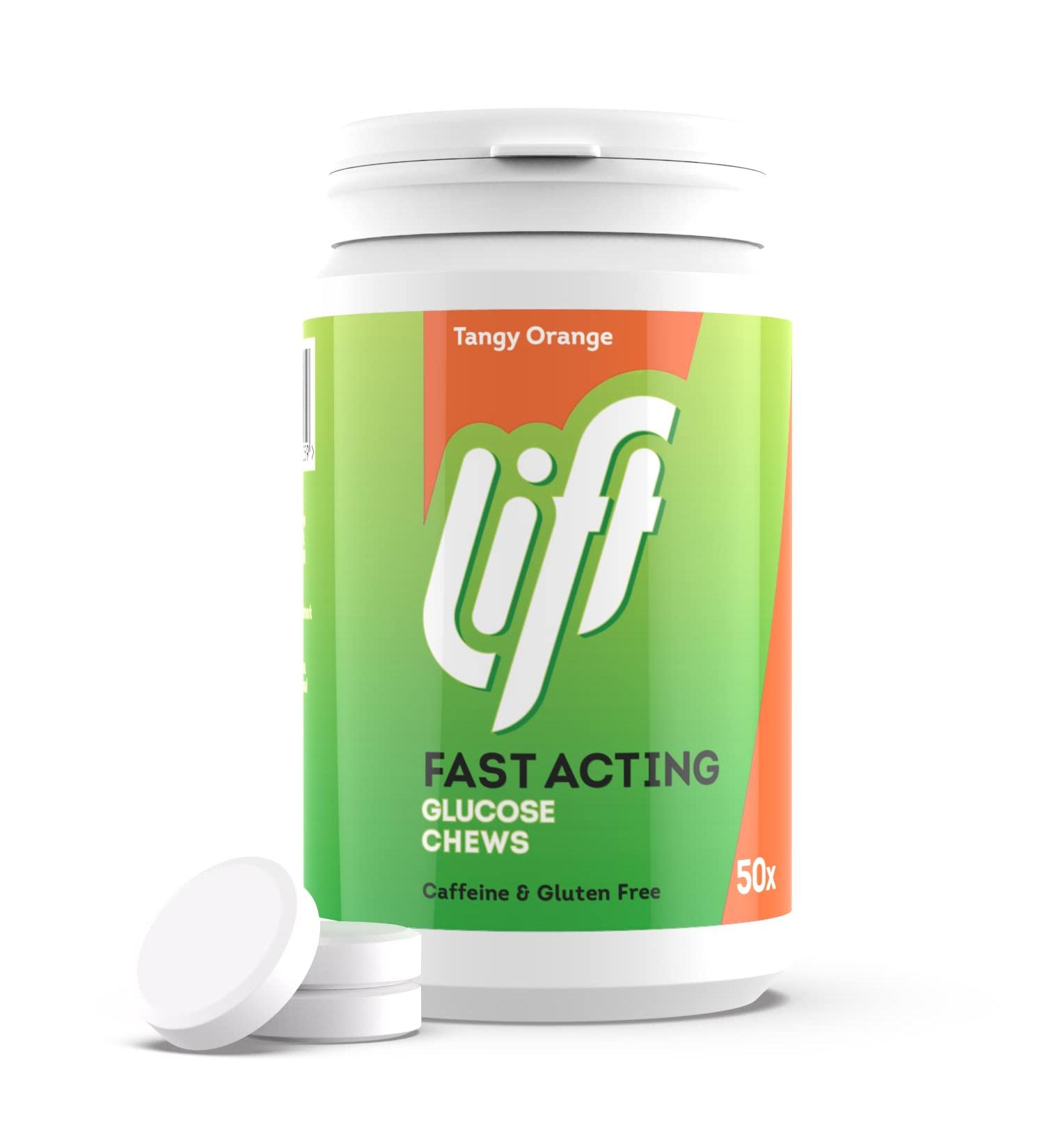 Lift Fast-Acting Glucose Chewable Tablets - Orange Flavor | Pack of 6 x 50 Tablets | Boost Energy & Performance - Buy Online on GoSupps.com
