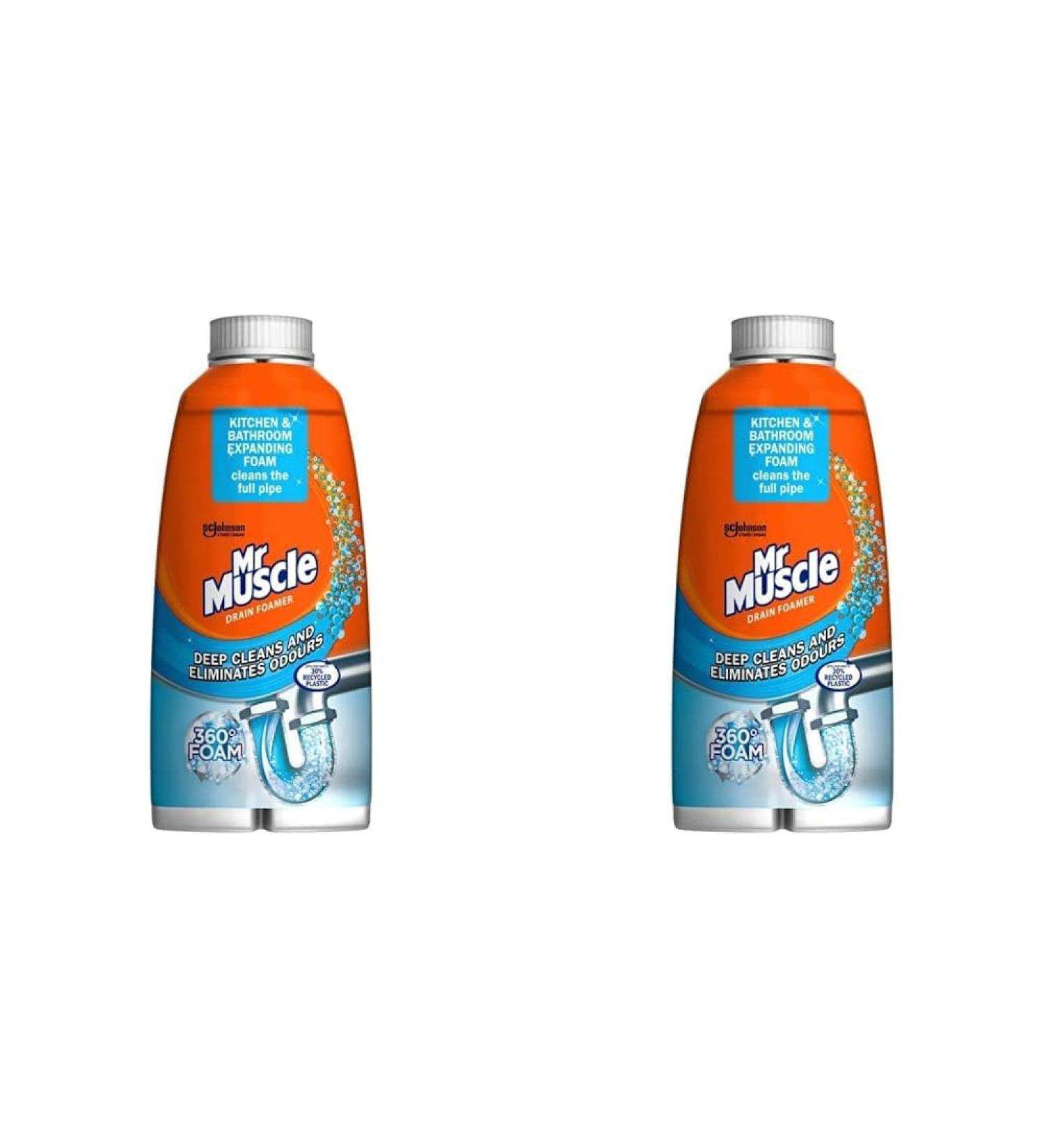 Mr Muscle Drain Foamer Drain Cleaning Foam to Unblock & Eliminate Odour 500 ml (Pack of 2) 500 ml (Pack of 2) Drain Foamer - Buy Online on GoSupps.com