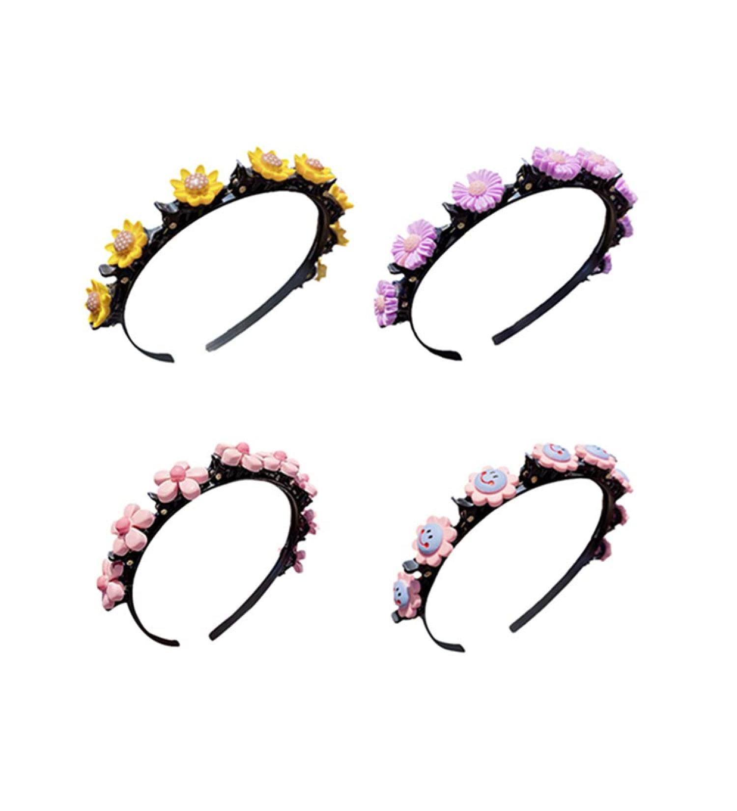 DIY Headband Clips Set - 4 Cute Flower & Cartoon Fruit Hair Clips for Kids | Plait Hair Tools & Accessories - Buy Online on GoSupps.com