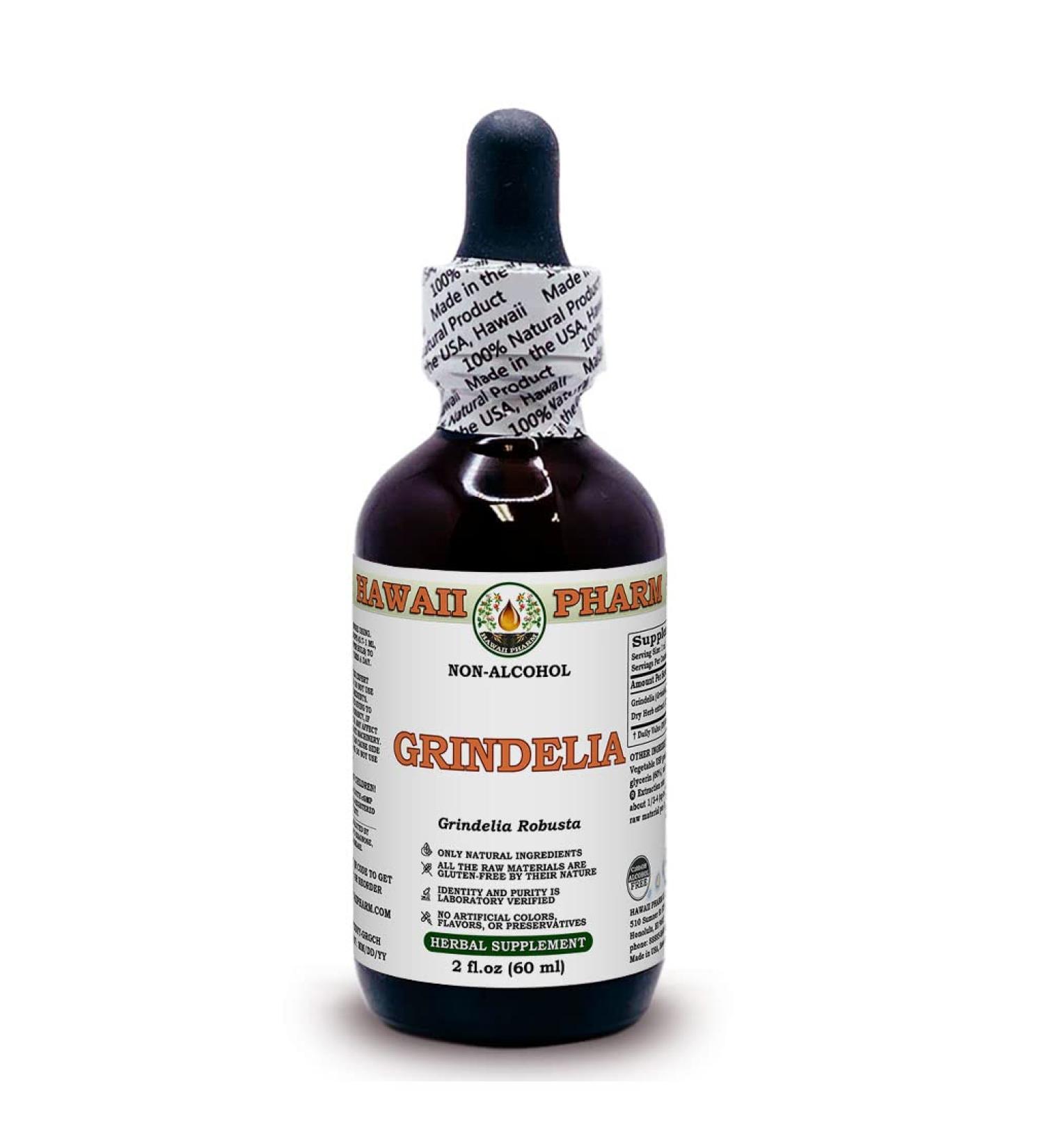 Hawaii Pharm Grindelia Alcohol-Free Liquid Extract Grindelia (Grindelia Robusta) Dried Herb Glycerite Natural Herbal Supplement 4 oz - Buy Online on GoSupps.com