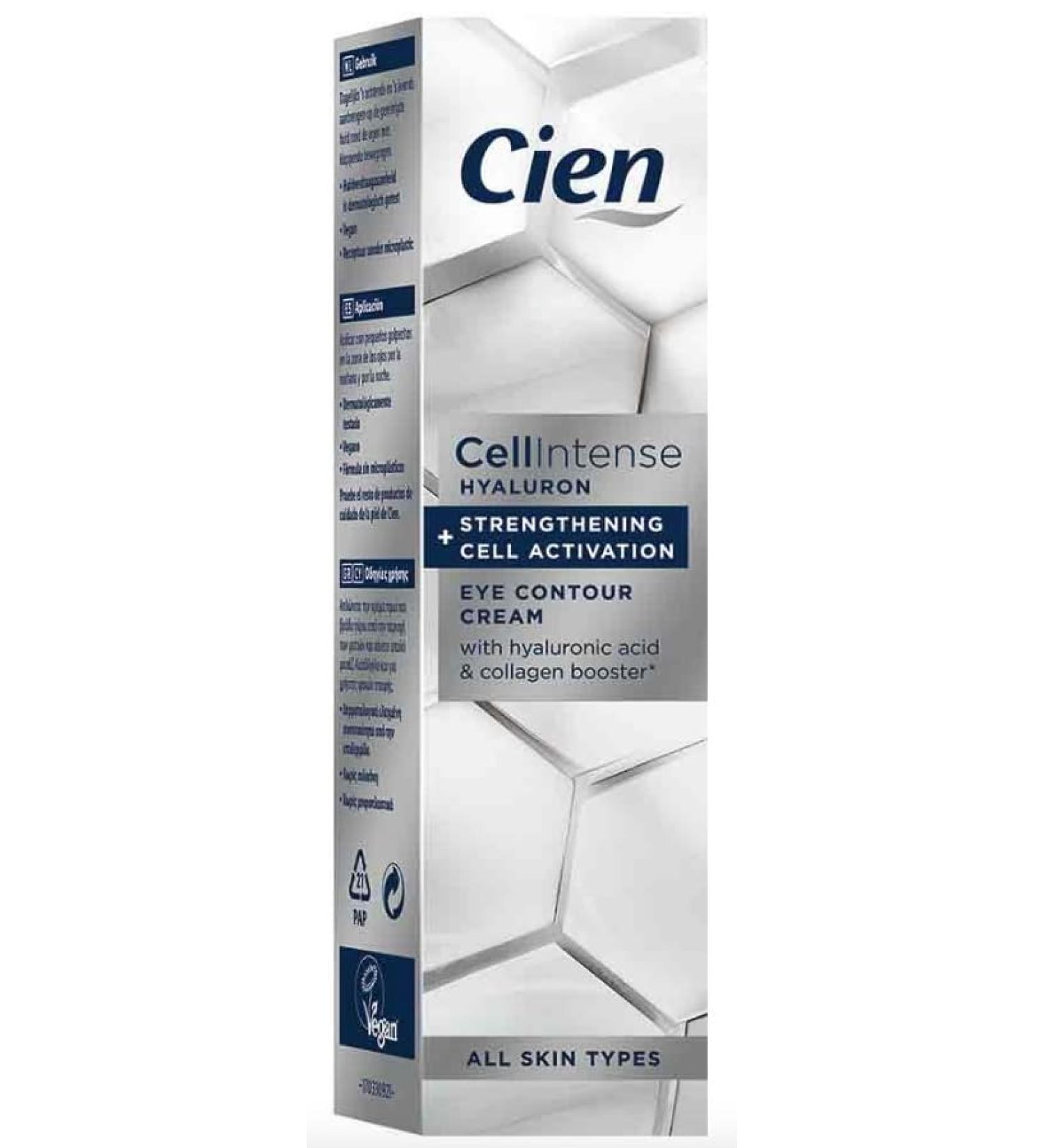 Cien Cell Intense - Eye contour 15 ml with hyaluronic acid and collagen - Cellular activation - All skin types.