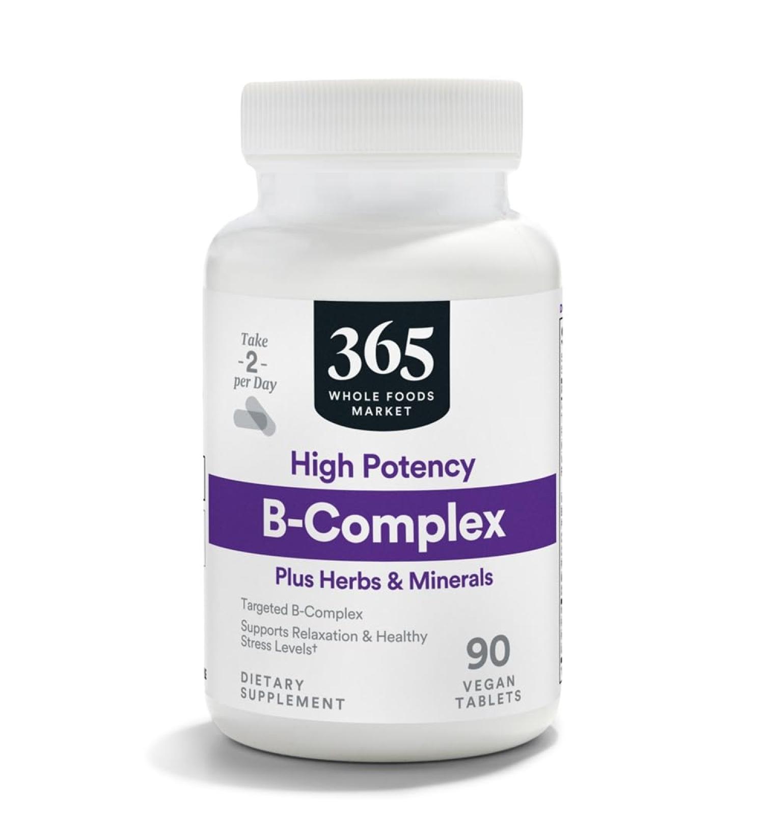 365 by Whole Foods Market Vitamin B Complex Hi Potency Herbal Support 90 Tablets