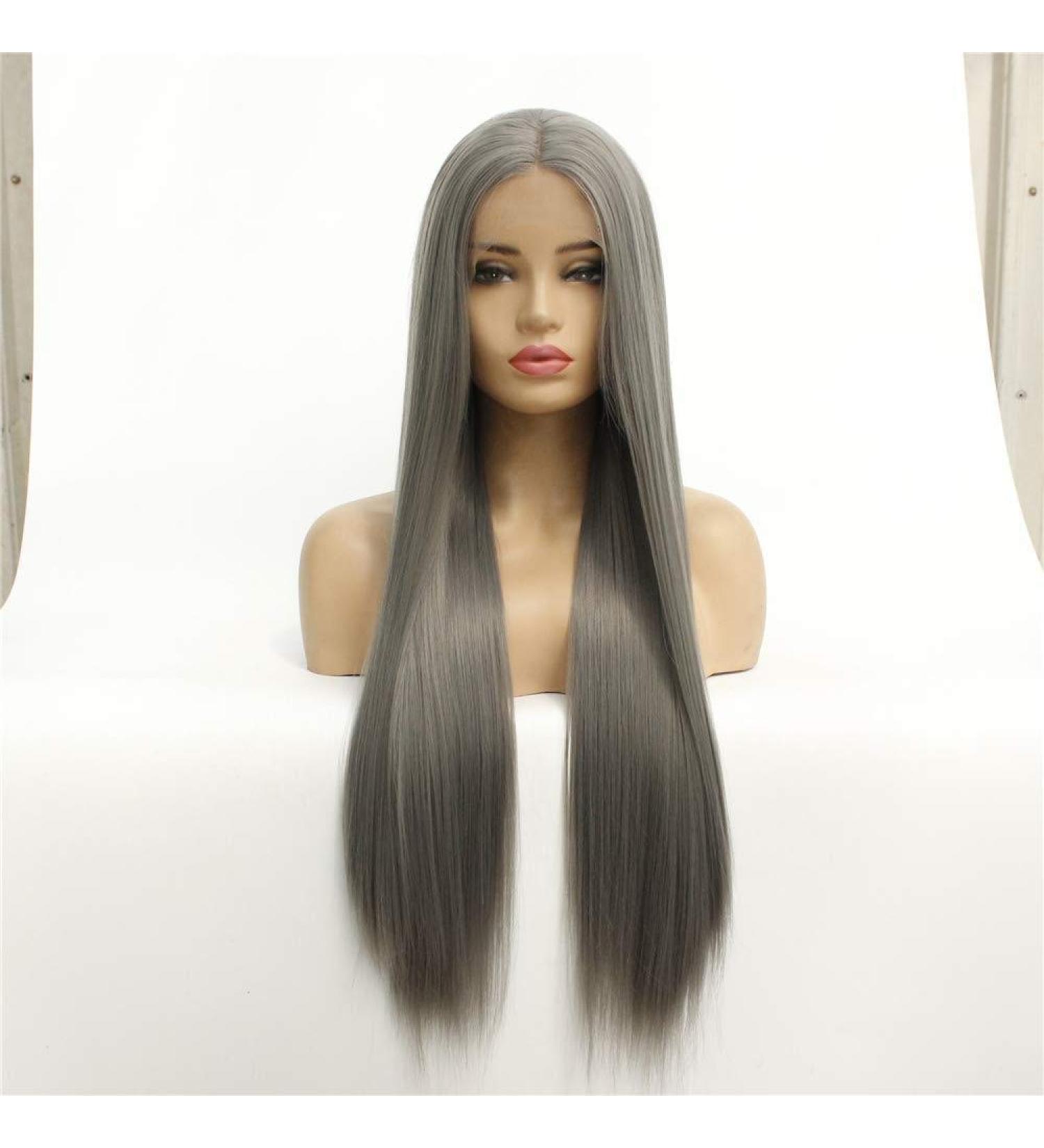 Medium Long Straight Hair Wig Set | Front Lace Monochrome Chemical Fiber Wig for International Shipping - Buy Online on GoSupps.com