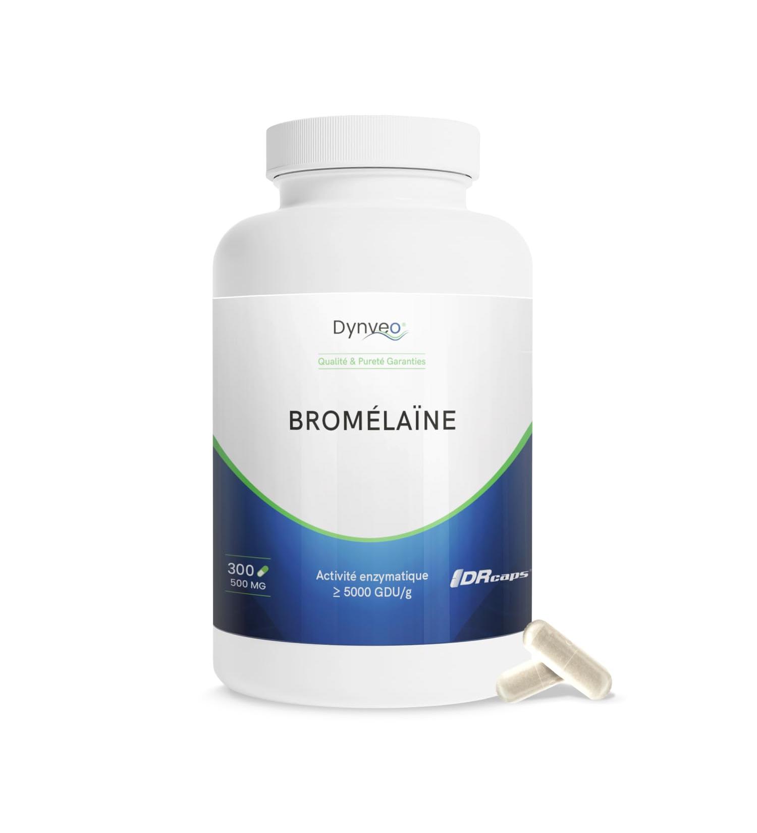 Dynveo Pure Bromelain - High Enzymatic Activity 5000 GDU/g - 300 Vegetal DRcaps Capsules - Pineapple Stem Extract - Enzyme supporting protein digestion - No additives - Dynveo