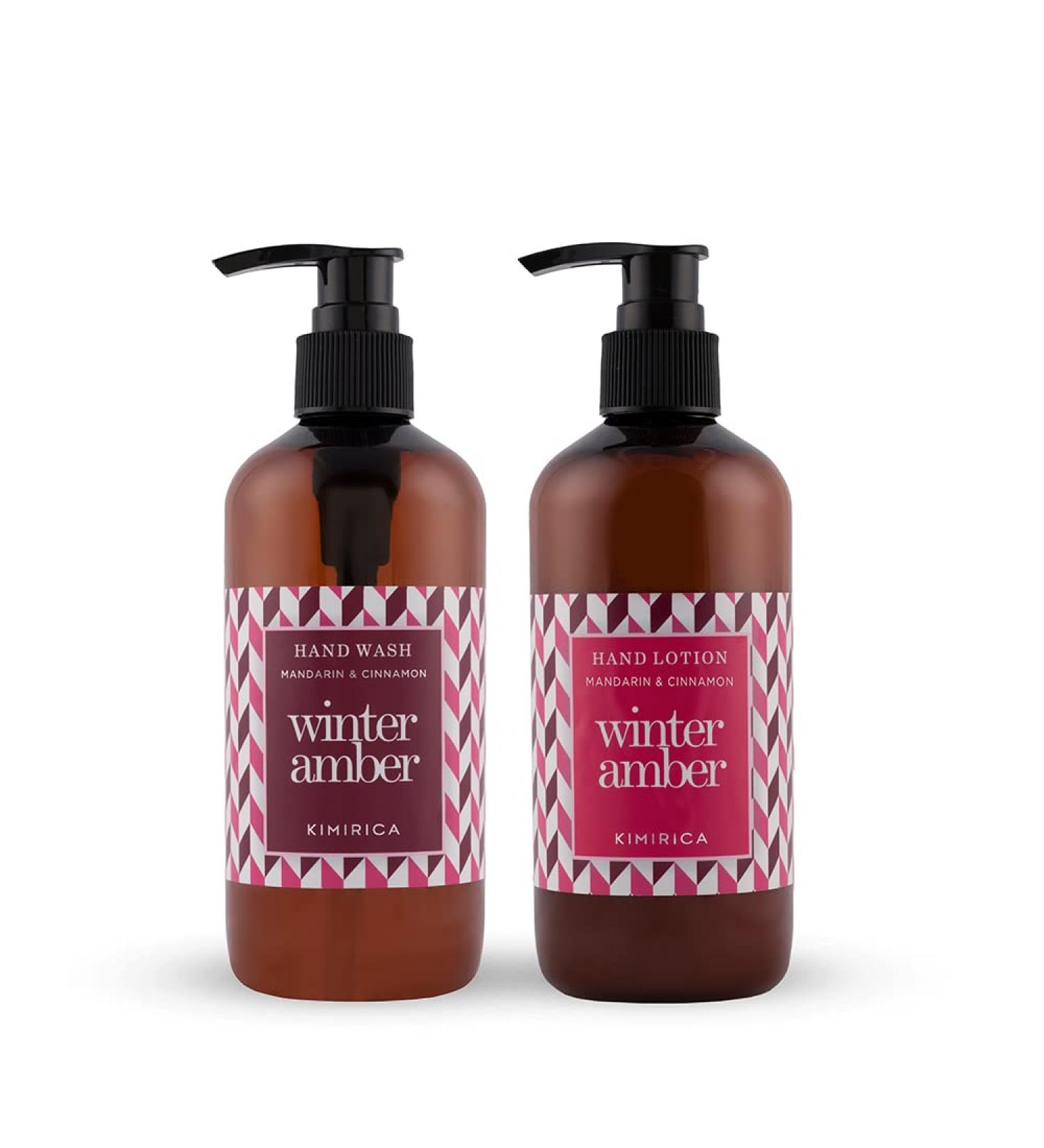 Winter Amber Mandarin & Cinnamon Hand Care Duo Gift Box - 100% Vegan Paraben Free Handwash & Lotion for Rakhi - Perfect Gift with Wooden Caddy - Buy Online on GoSupps.com