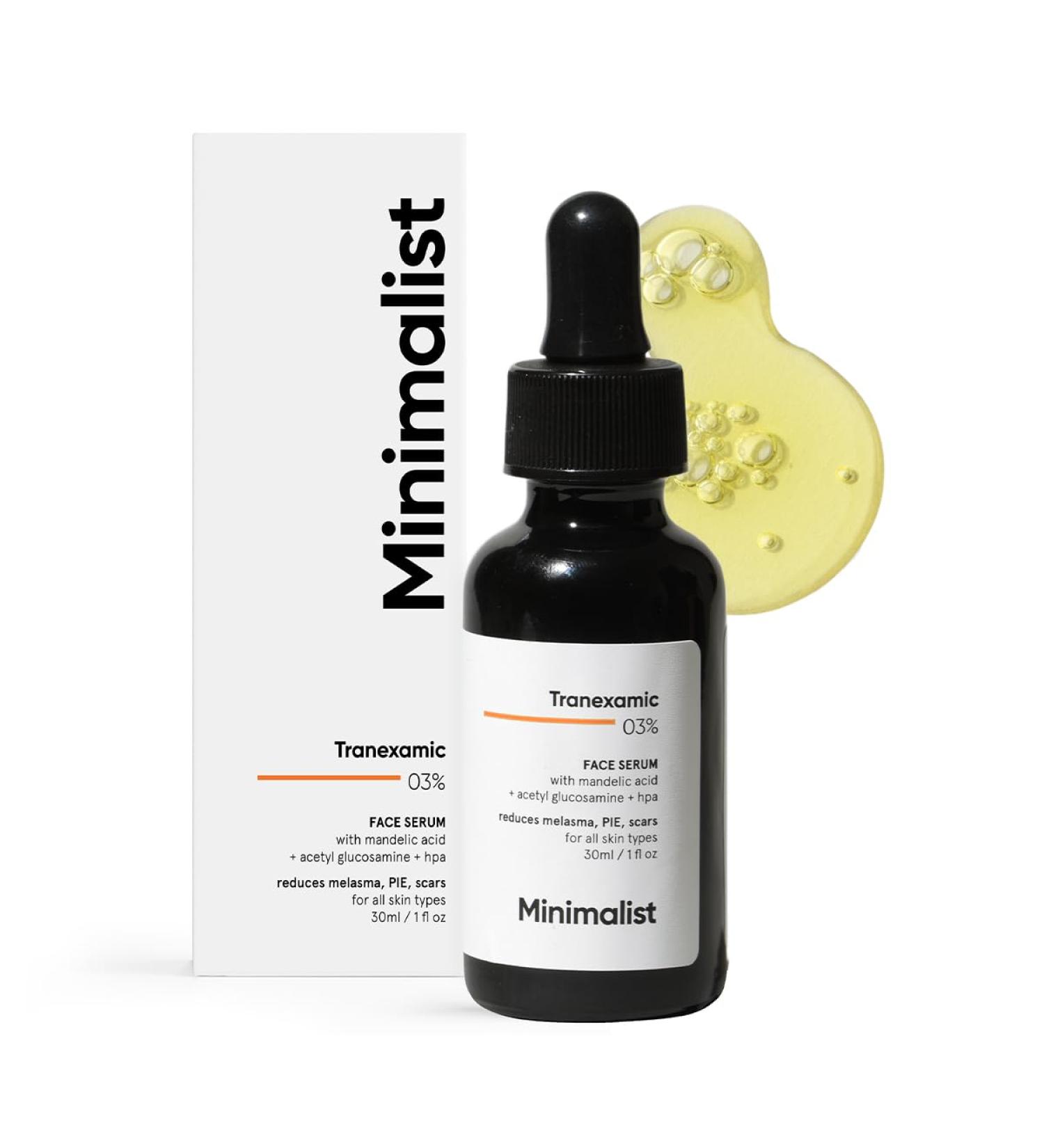 Minimalist Tranexamic Acid 3% Face Serum for Acne Scars Melasma Discoloration & Dark Spots Correcting | Helps with PIE & PIH | For Women & Men | 1 Fl Oz / 30 ml 1 Fl Oz (Pack of 1) - Buy Online on GoSupps.com