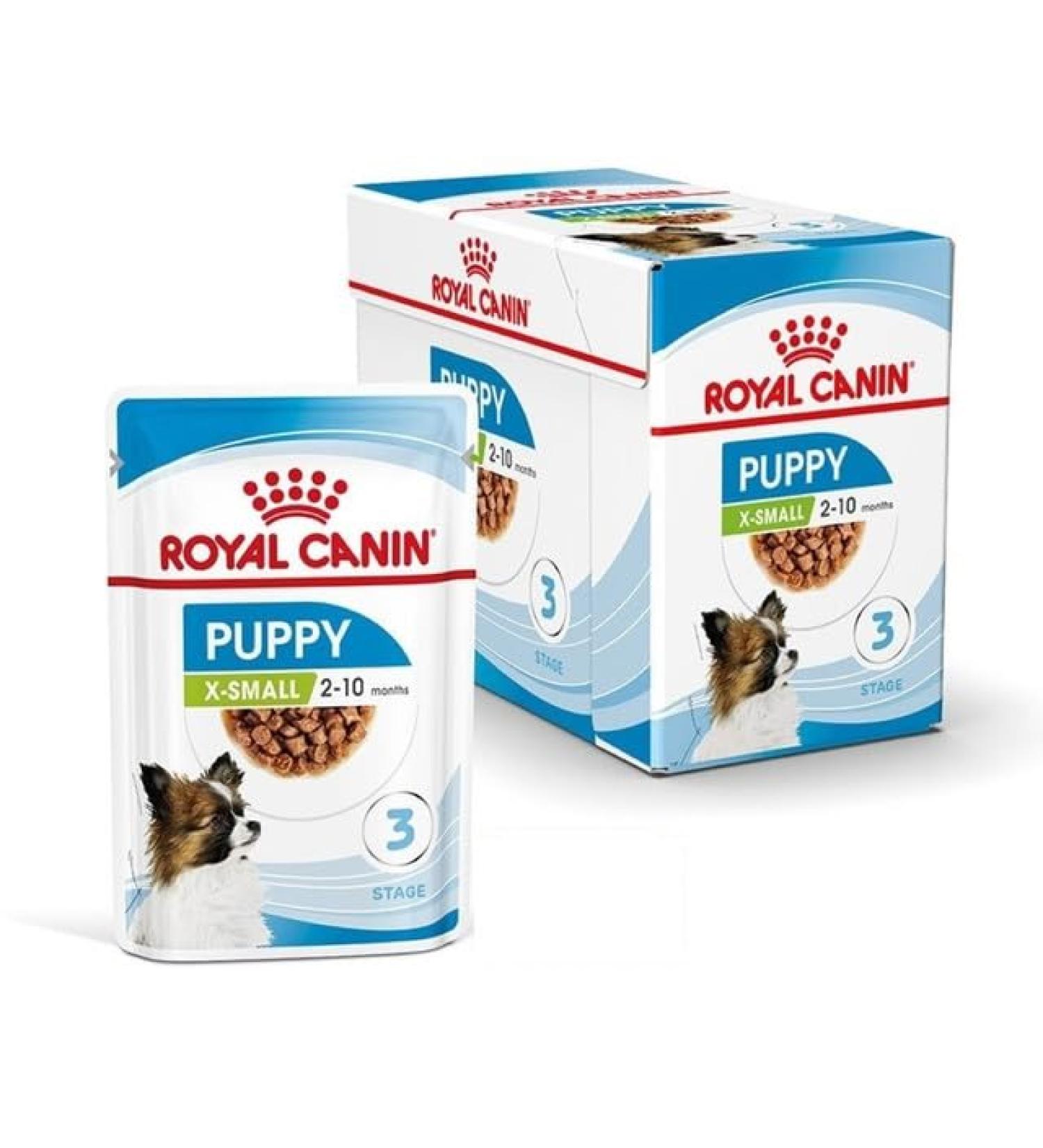 ROYAL CANIN X-Small Puppy | 12 x 85 g | Wet Food for Small Breed Puppies | Up to 10 Months | with Chunks in Sauce | in Sachet - Buy Online on GoSupps.com
