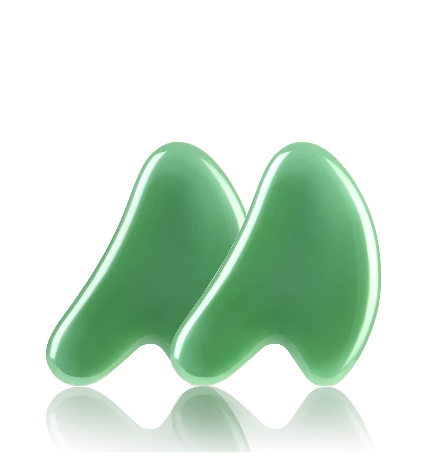 Uraqt Gua Sha Massage Tool - 2 Natural Jade Boards for Spa Facial Care & Anti-Aging | Green Scraping Stones for Wellness - Buy Online on GoSupps.com