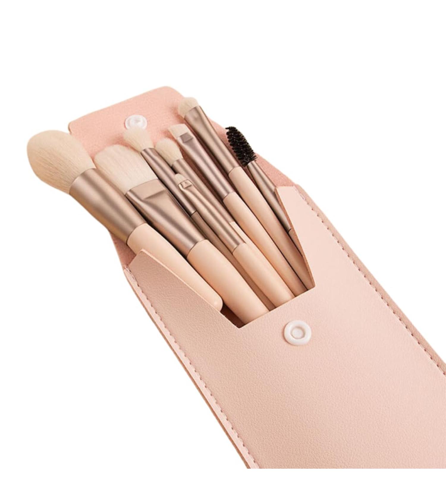 ANDAUS Luxe Touch 8-Piece Synthetic Makeup Brush Set - Professional Collection with Travel Bag (Vanilla Cream) - Buy Online on GoSupps.com