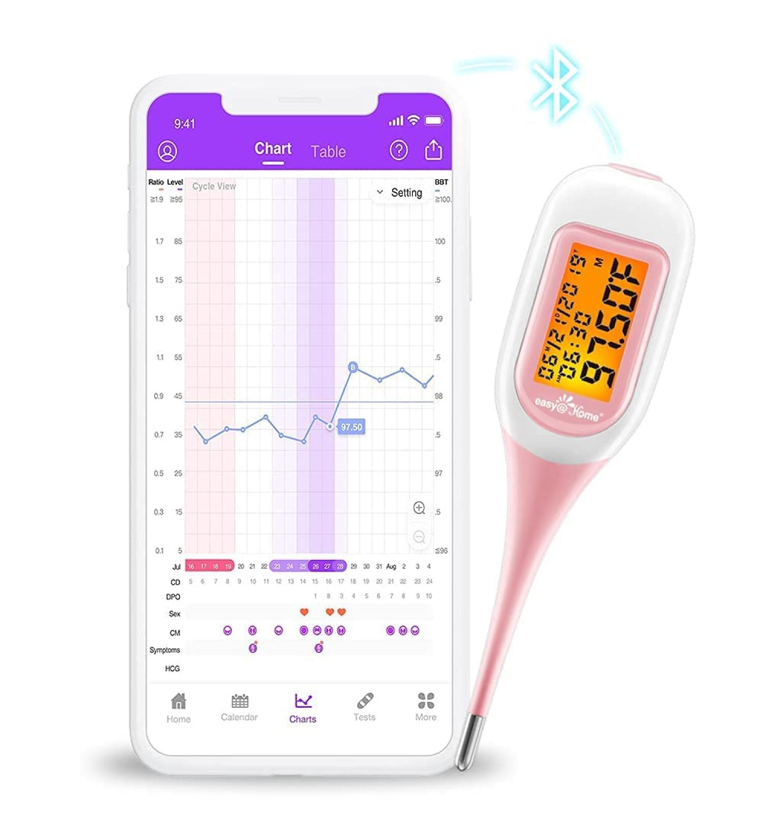 EasyHome Smart Basal Thermometer with Large Backlit Screen | FSA Eligible | Period Tracker with Premom App | Accurate Fertility Prediction #EBT-300 - Buy Online on GoSupps.com