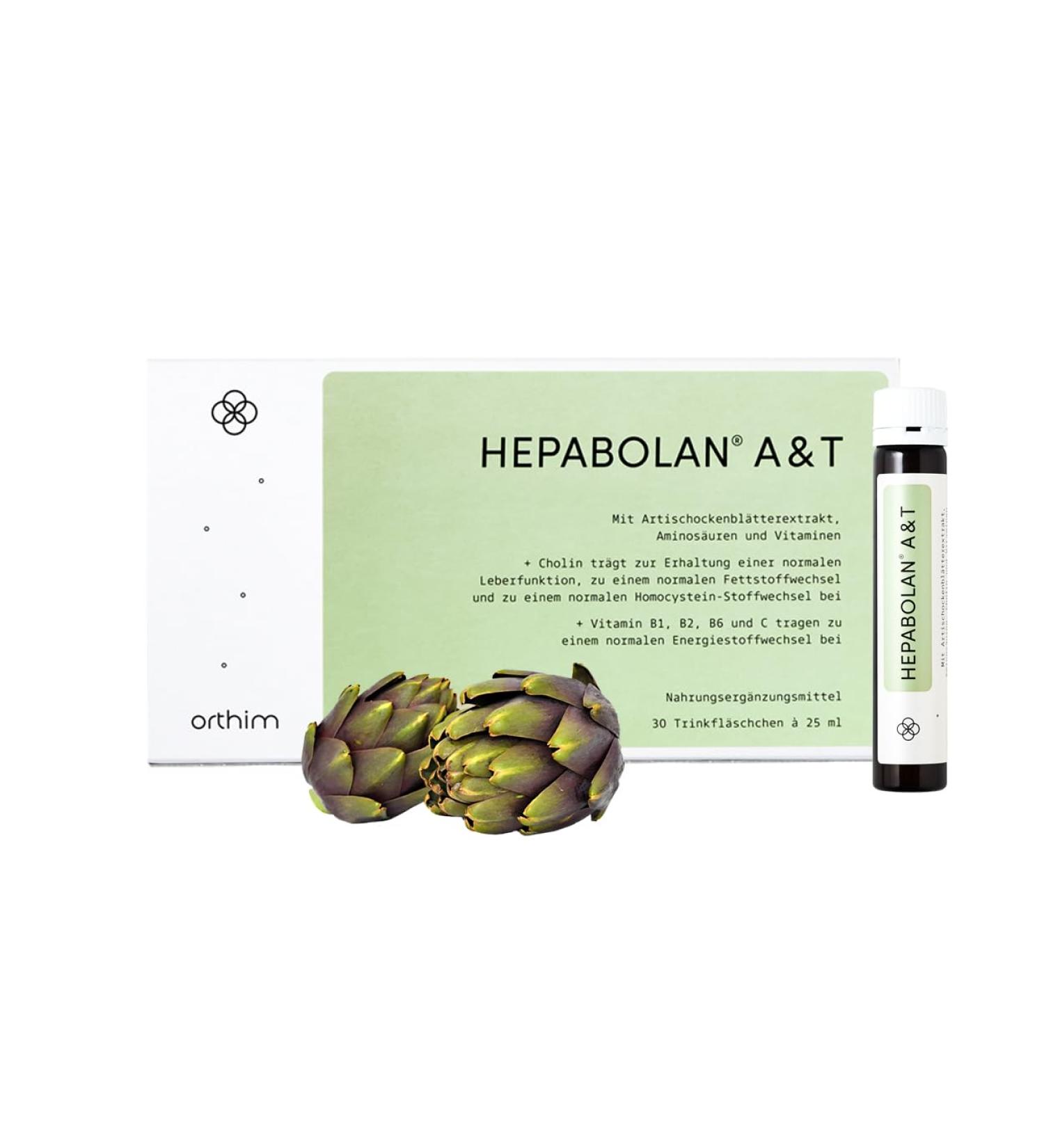Hepabolan A&T - 30x25ml Drinking Bottles for Healthy Liver | Artichoke Choline Lysine Taurine & Arginine | German Quality & Laboratory Tested - Buy Online on GoSupps.com