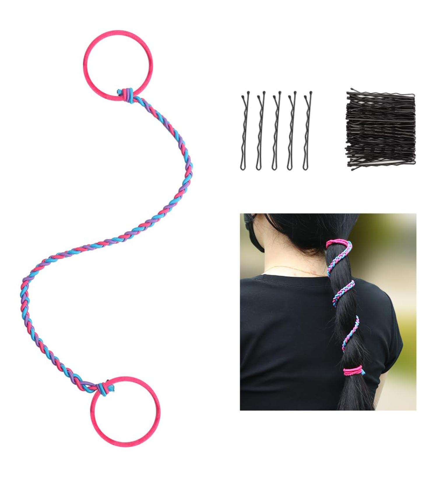 Spiral Hair Ties Braided Tangle Free Hair Ties Ponytail Holders Hair Bands Keep It Smooth And Not Messy for Surfing Diving Swimming Running Fitness 16inch - Buy Online on GoSupps.com