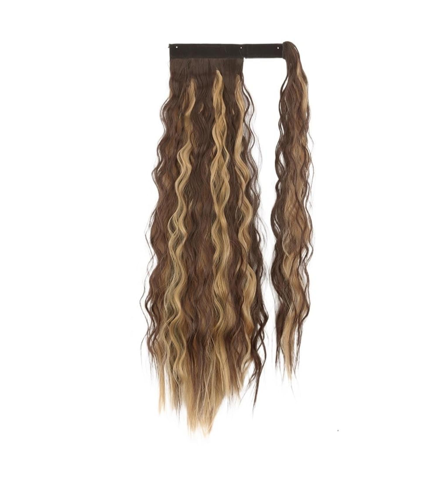 Ponytail Extension Ponytail Extensions 22/34" Long Afro Curly Wrap Around Ponytail Curly Wavy Synthetic Hairpiece for Women Fake Pony Tails Clip in Hair Extension Ponytail Hairpiece for Women (Colo 22inch - 55cm 4H27