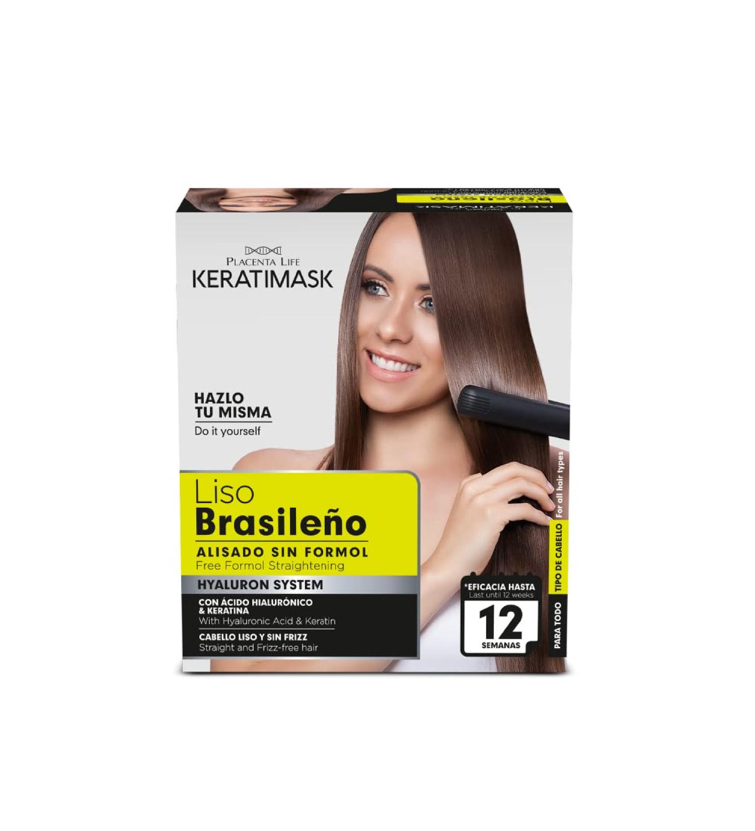 Keratimask Placenta Life Hair Straightening Treatment Brazilian Style Kit with Hyaluronic Acid - Smooth & Straighten Hair - Buy Online on GoSupps.com