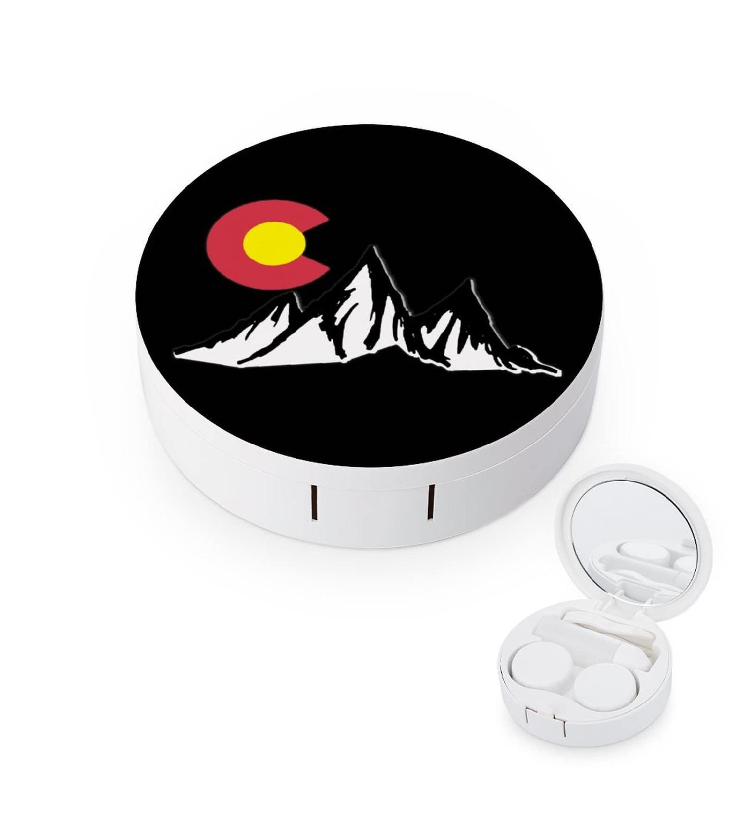 Colorado Rocky Mountain Round Case For Contact Lens Kit Storage Box with Mirror Printed - Buy Online on GoSupps.com