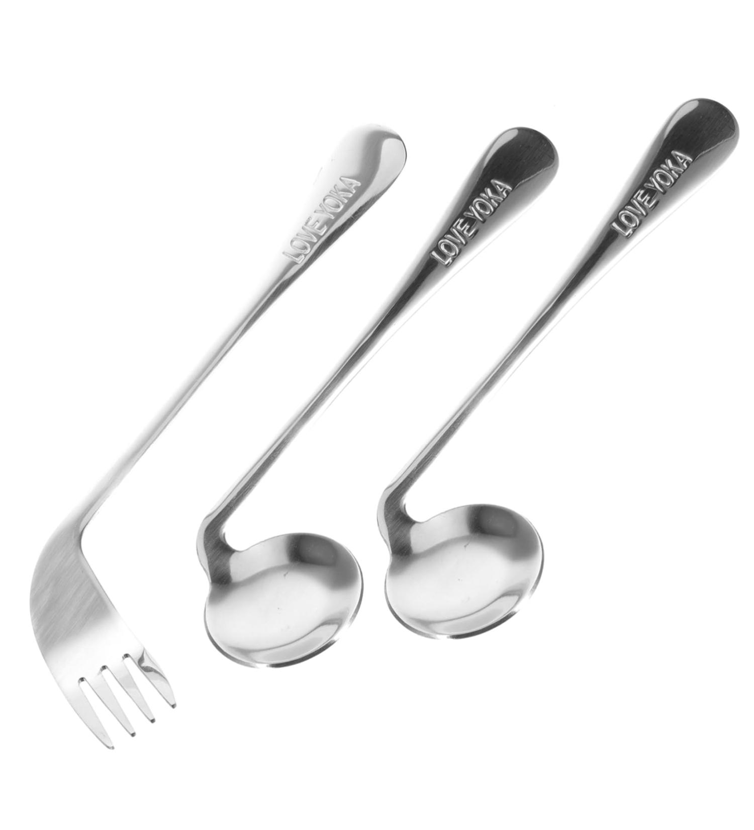 FRCOLOR Adaptive Cutlery Set - Left Hand Angled Spoon & Weighted Fork for Tremor | Stainless Steel Tableware for Seniors - Buy Online on GoSupps.com