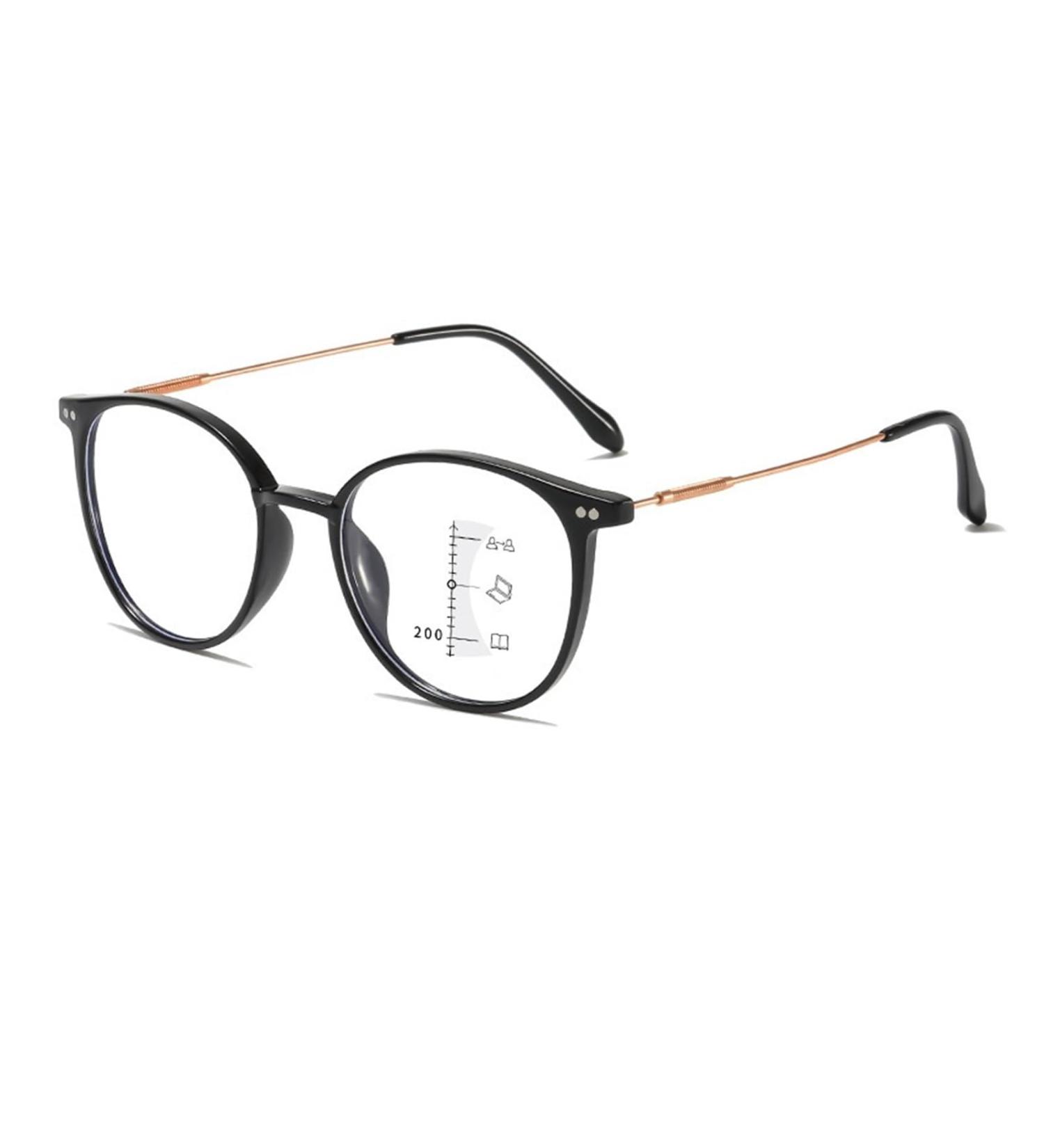 Iynwbjts anti-blue light-progressive multifocus-reading glasses for women HD-ultra-light fashionable high-end reading glasses for medium and older people (color: Bright Black Gold Size: 1.50) 1.50 Bright Black Gold