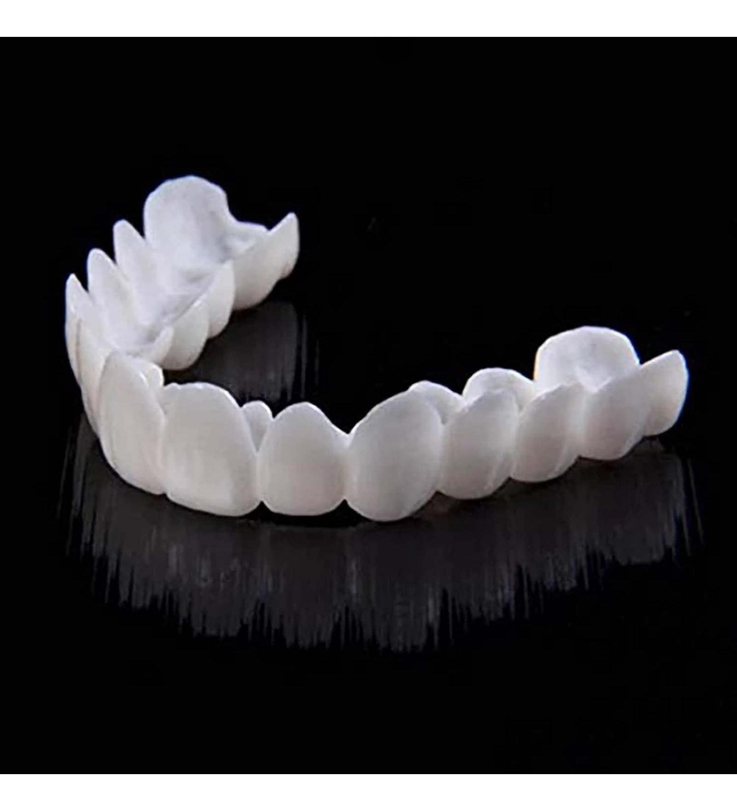 Fake Teeth, 6 PCS Cosmetic Denture Veneers for Upper and Lower Jaw, Natural Shade Fake Veneer, Denture Decorations for Christmas and Daily Life Q03