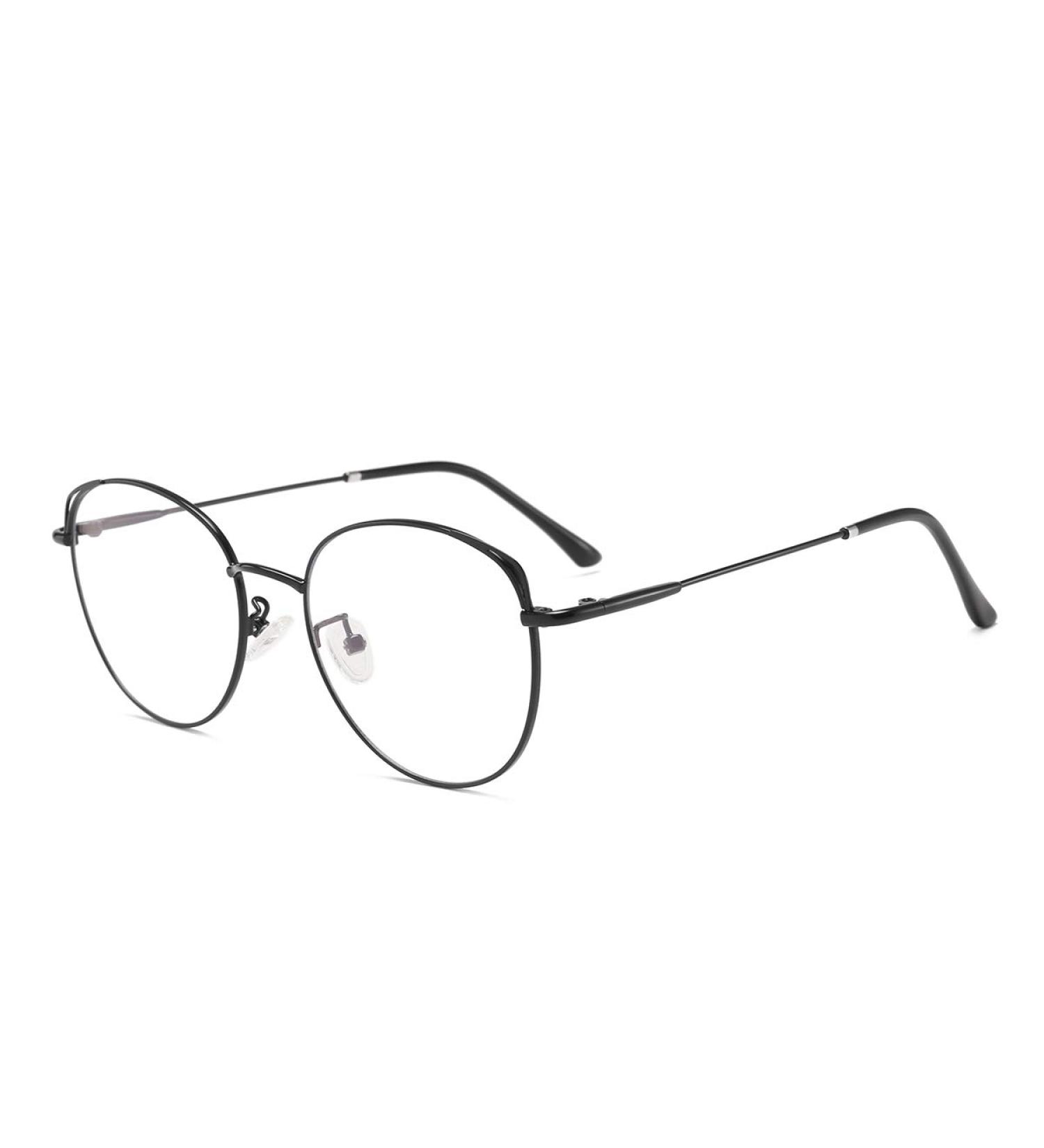 Blue Light Filter Cat Eye Glasses - Anti-UV Non-Prescription Metal Frame for PC and Gaming - Stylish Black Women's Glasses - Buy Online on GoSupps.com