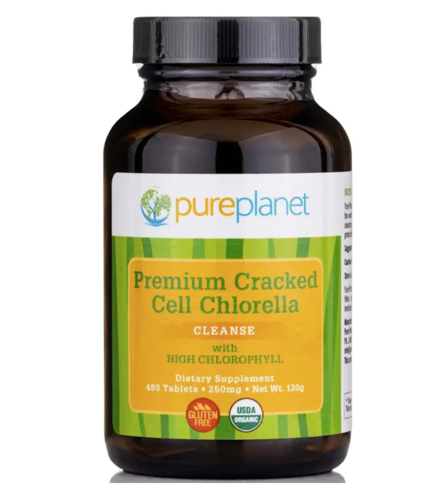 PURE PLANET Cracked Cell Chlorella Organic 480 tb/250mg