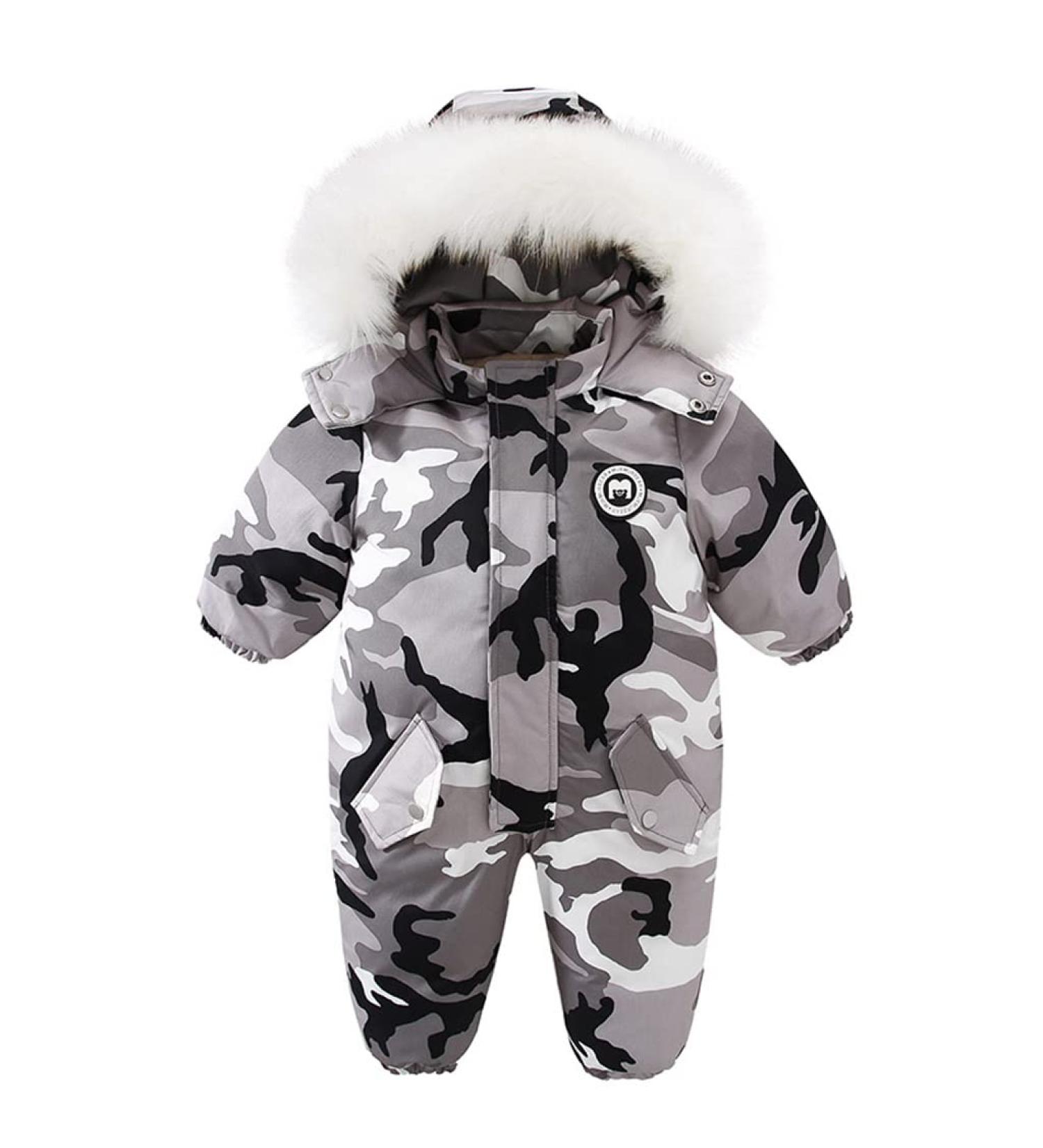 Kids Winter Snowsuit - Grey Waterproof Hooded One Piece Jumpsuit - 3-4 Years - Buy Online on GoSupps.com