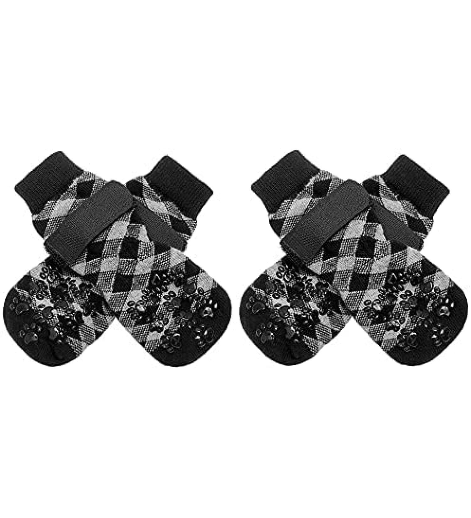 Expavlorine Non-Slip Dog Socks - Soft & Breathable Paw Protection for All Dogs - Adjustable Straps & Traction Control - Black Small (4 Count) - Ideal for Indoor Use on Wooden Floors - Buy Online on GoSupps.com
