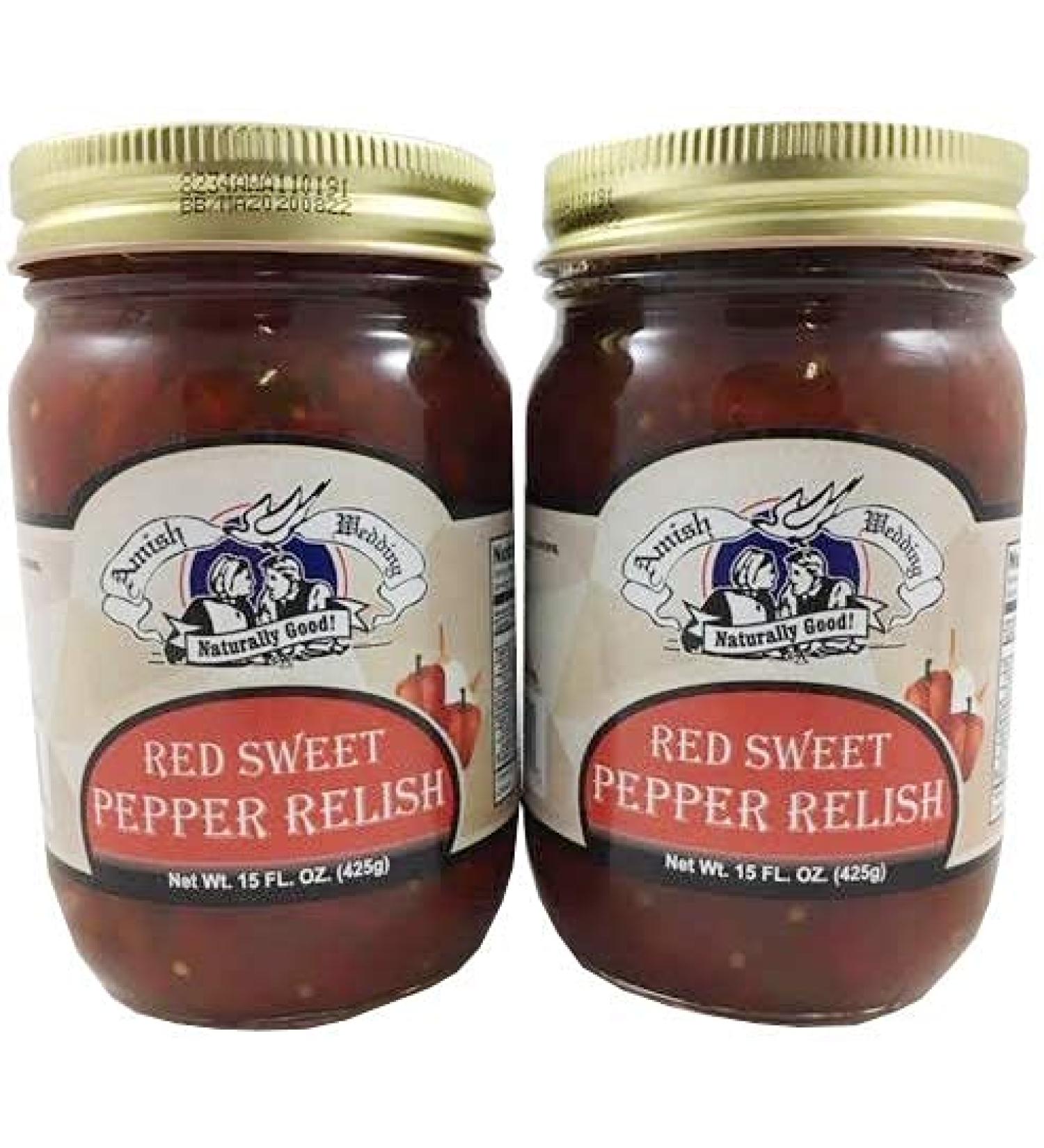Amish Wedding Red Sweet Pepper Relish 15oz - Pack of 2 | Authentic Homemade Recipe - Buy Online on GoSupps.com