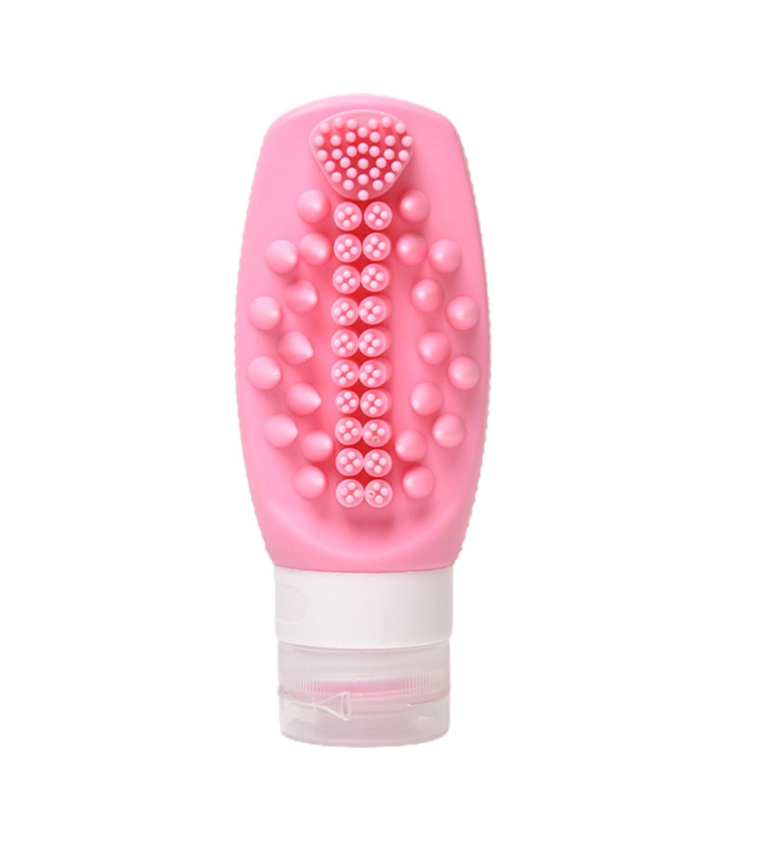 Uozonit Squeeze Bottle - Silicone Dispenser Toiletries Container - 2 in 1 Shampoo Conditioner Dispenser Leak Proof Refillable Squeezable Containers for Home Travel Pink - Buy Online on GoSupps.com