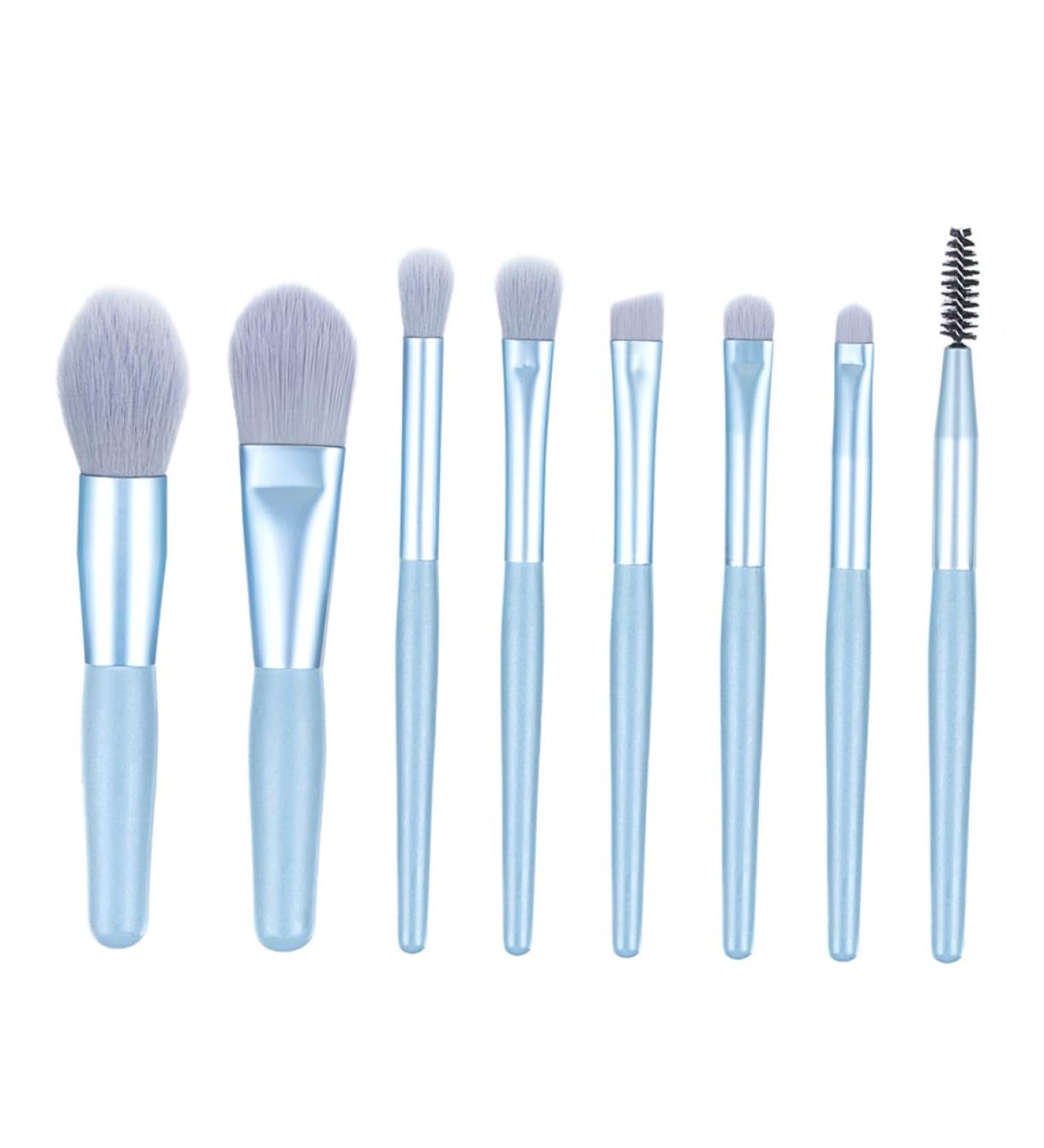 Baluue 8pcs Makeup Brush for Woman Mini Makeup Brushes Eyeshadow Makeup Brushes Facial Kit Wooden Blue 14x1x1cm Blue - Buy Online on GoSupps.com
