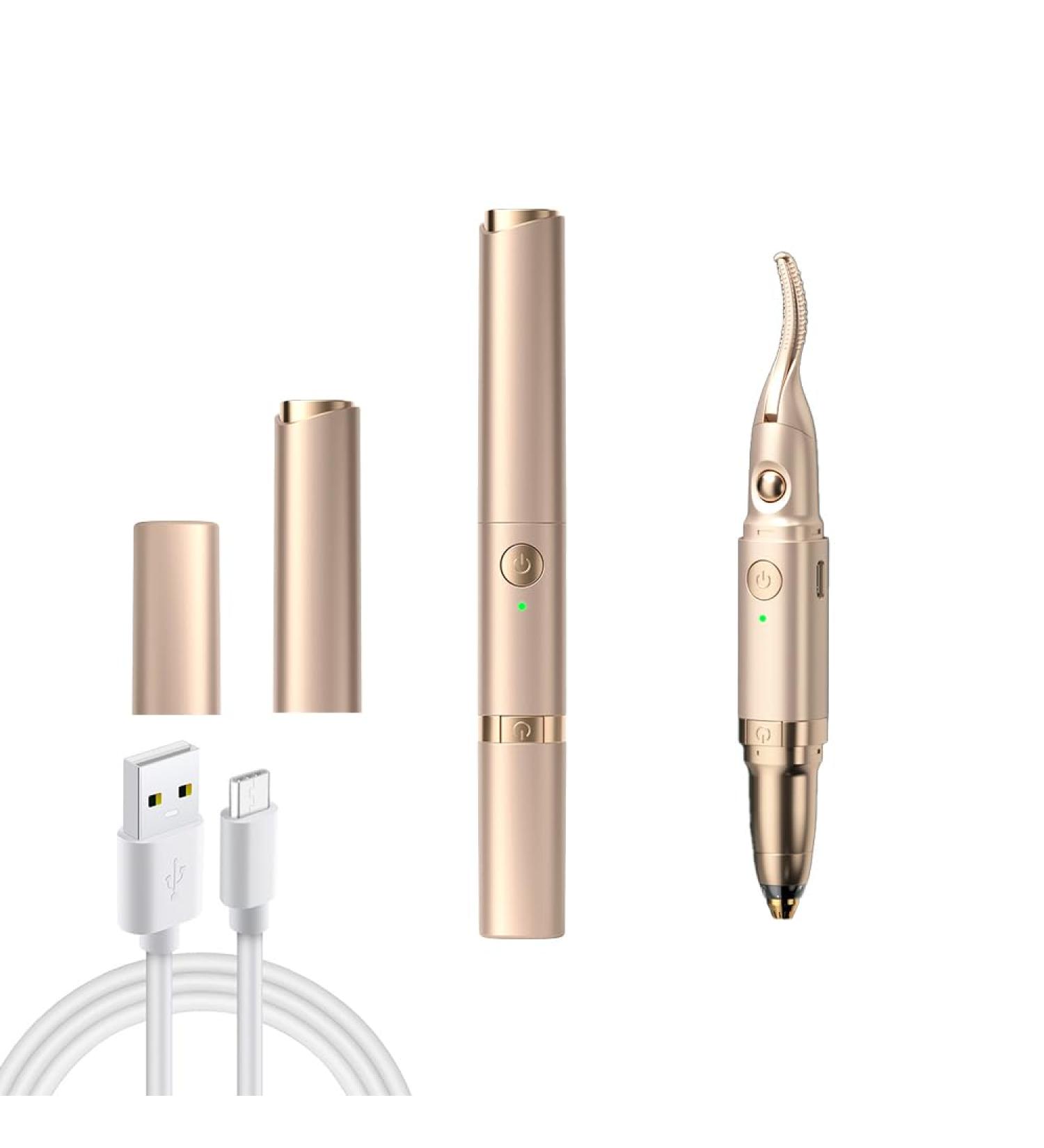 2 in 1 Heated Eyelash Curler & Eyebrow Trimmer - USB Rechargeable Electric Tool with 2 Temp Settings for Long Lasting Lifted Lashes & Facial Hair Removal - Buy Online on GoSupps.com
