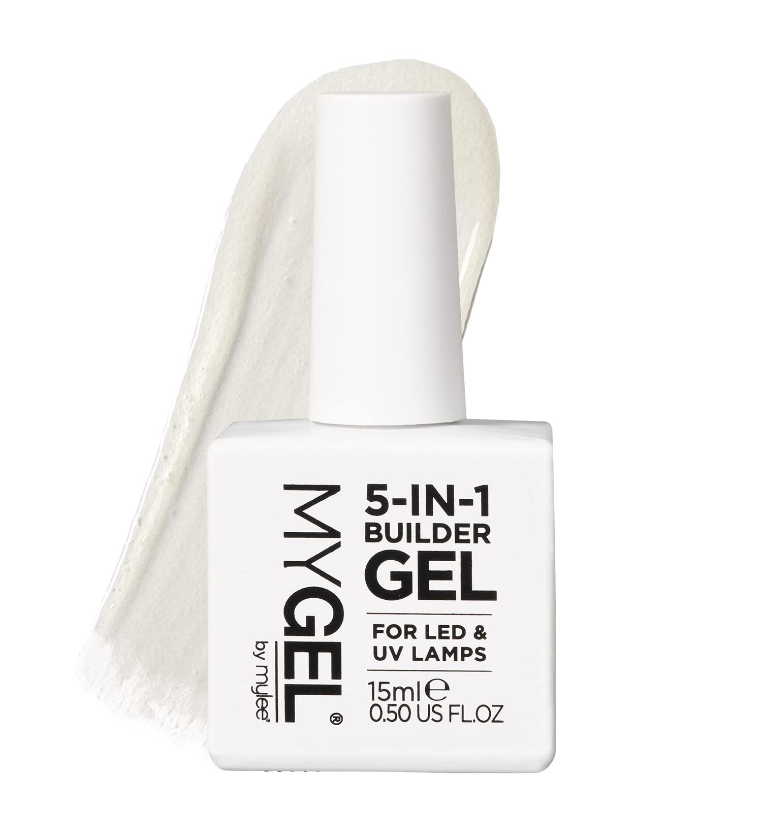 Mylee 5 in 1 Builder Base Strengthening Gel 15ml - Clear | UV/LED Nail Polish Coat for Hard Strong Nails, Tips & Extensions - Professional Manicure Repair - Buy Online on GoSupps.com