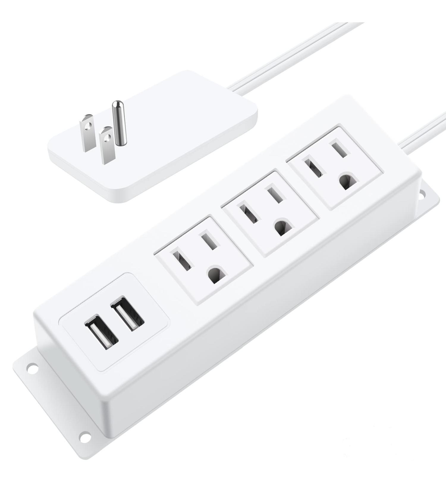 Thin Flat Plug Power Strip  JUNNUJ Wall Outlet Cover 1200J Surge Protector Slim Mount Outlet Safety Covers Baby Proof Wall Plug with 3 Outlets 2 USB Charging Station Childproof Socket 6ft Power Cord 6FT White - Buy Online on GoSupps.com