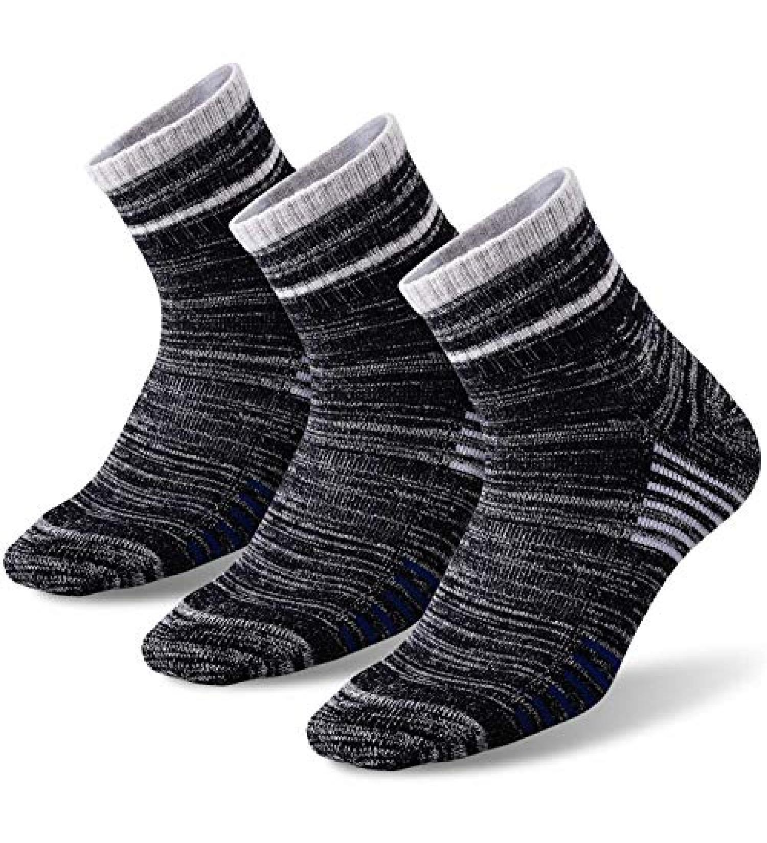 FEIDEER Men's Hiking Walking Socks Multi-Pack | Wicking Cushioned Outdoor Recreation Socks | Black Quarter 12.5-15 - Buy Online on GoSupps.com