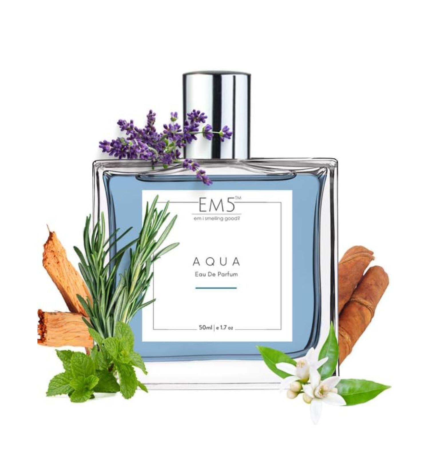 EM5 Aqua EDP Perfume Spray for Men | Aromatic Fresh Spicy Accords | Strong and Long Lasting Fragrance | Luxury Gift for Him - Buy Online on GoSupps.com