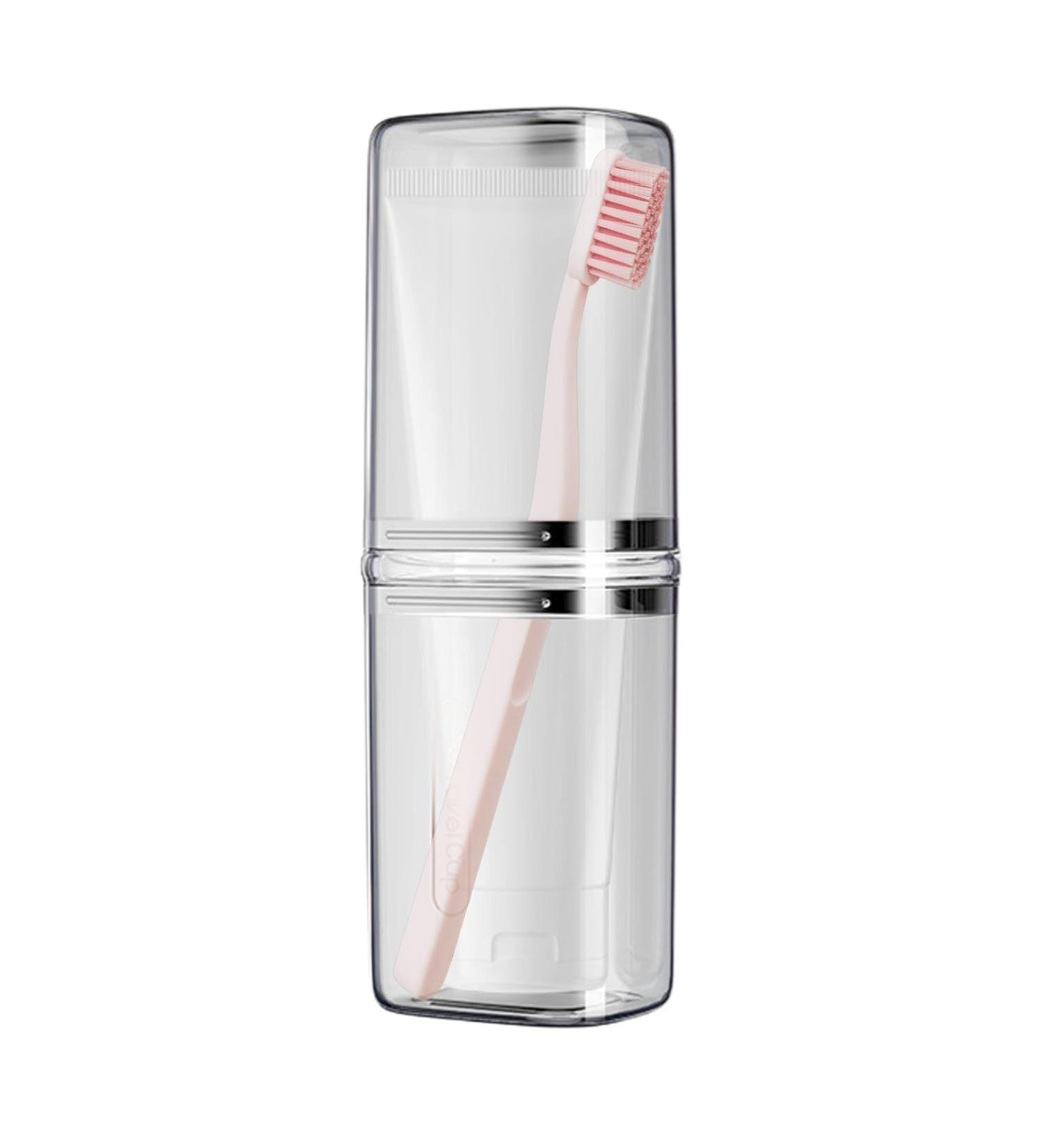 Portable Toothbrush Case - Travel Toothbrush Holder & Toothpaste Organizer for Camping School & Business Trips - Transparent Gray - Buy Online on GoSupps.com