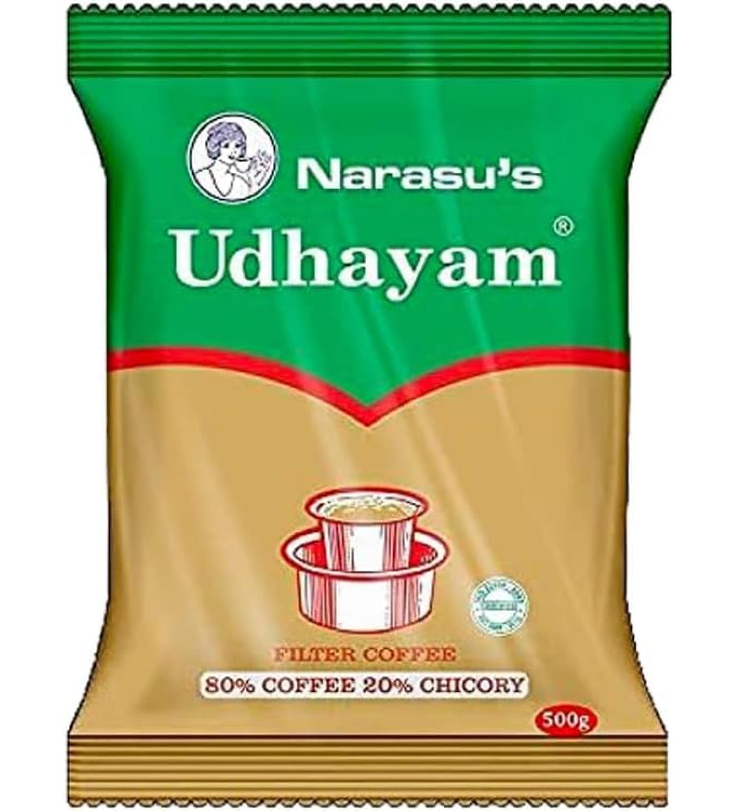 Narasu's Udhayam Filter Coffee Blended With Chicory Authentic Flavour Of Fine Blended Coffee With Aromatic and Bold Savor 500G Pack Of 2 - Buy Online on GoSupps.com