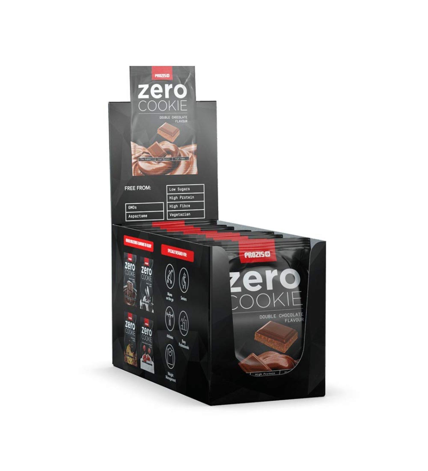 Prozis 12 x ZERO Cookie 60 g Double Chocolate - Buy Online on GoSupps.com