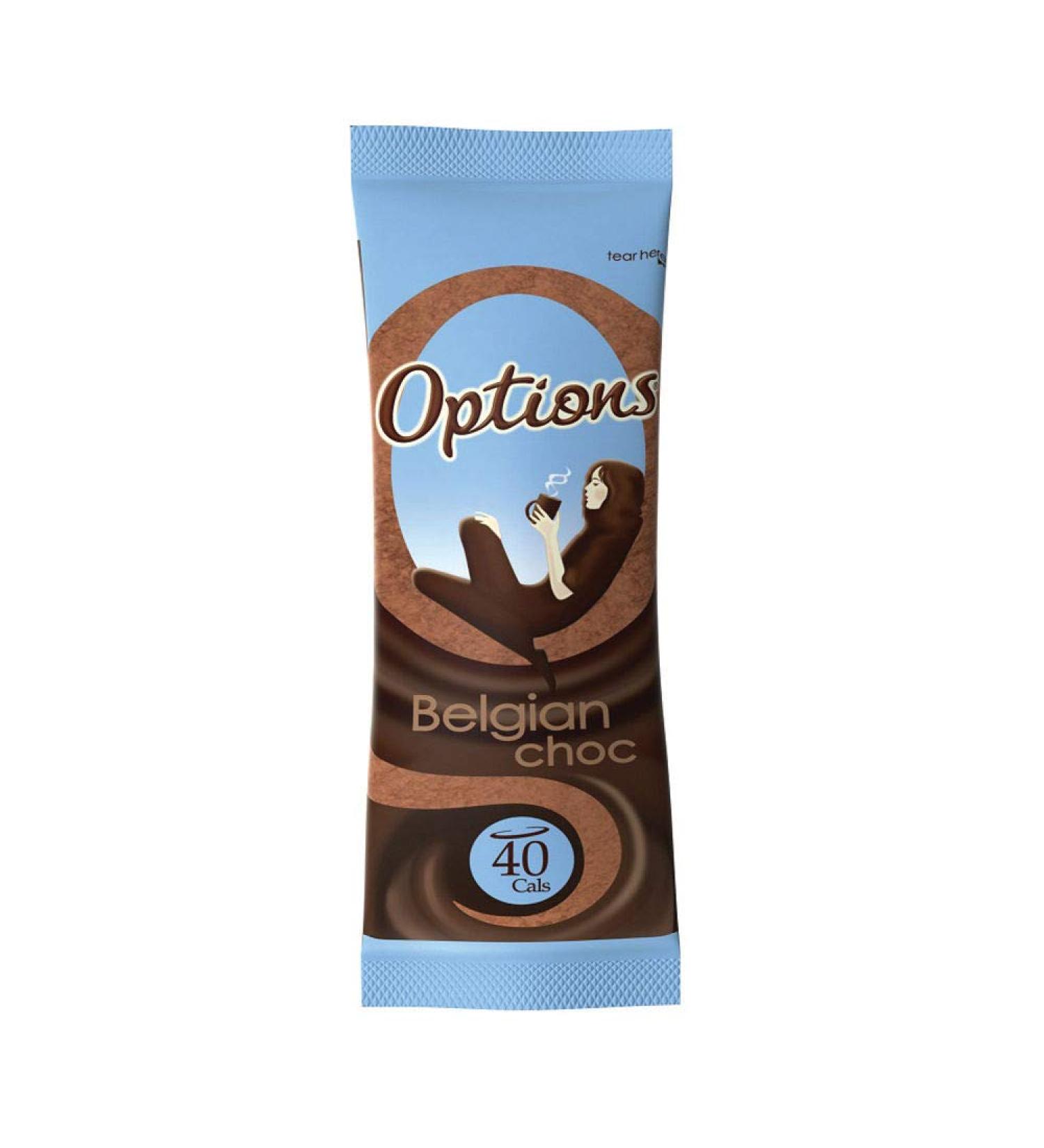 Options Lot de 100 sachets de chocolat belge à faible teneur en calories - Pour maison, restaurant, buffet, bar, café