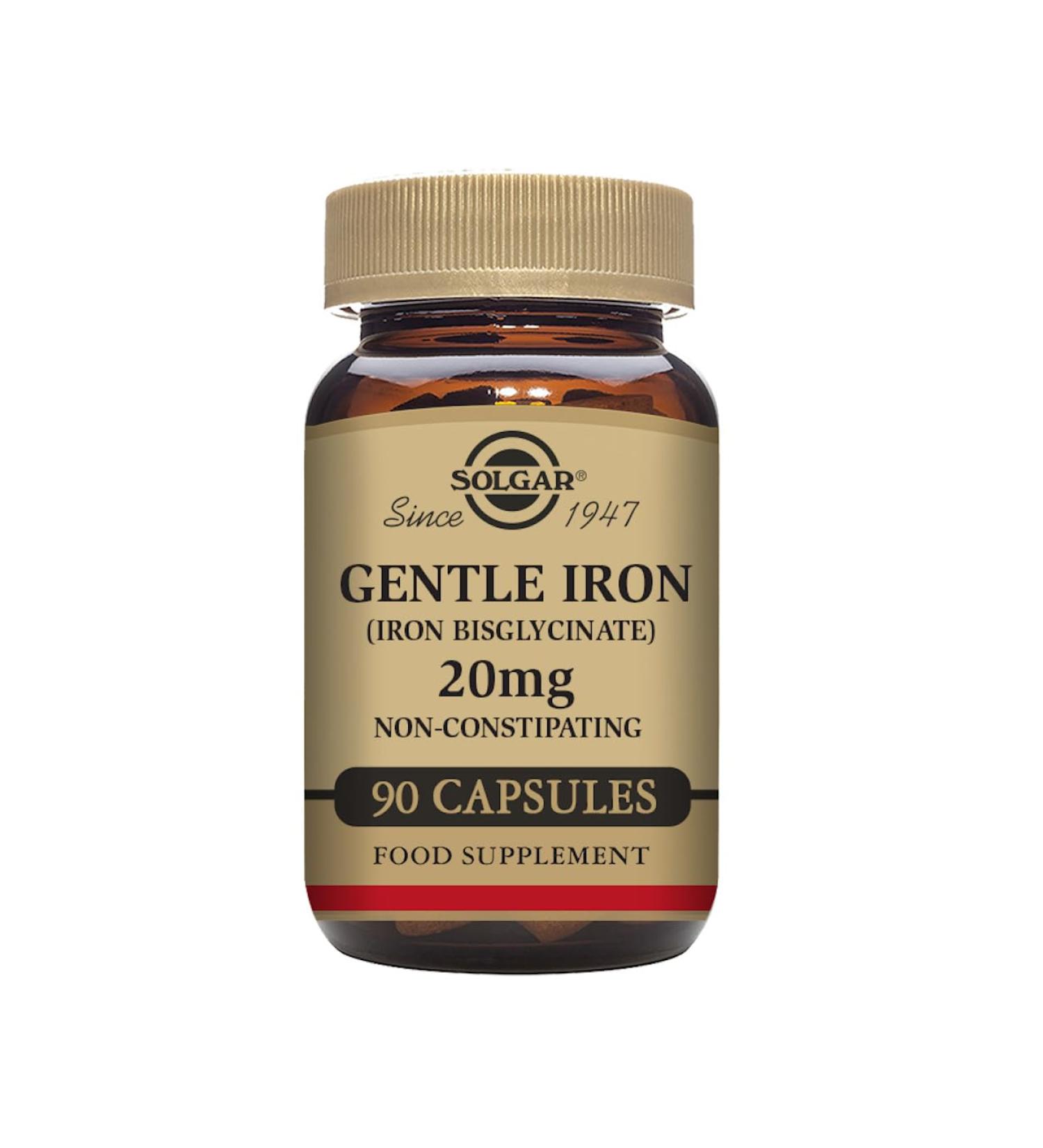 Solgar Gentle Iron 25mg - 90 Vegetable Capsules - Non-Constipating Formula - Gluten Free - Buy Online on GoSupps.com