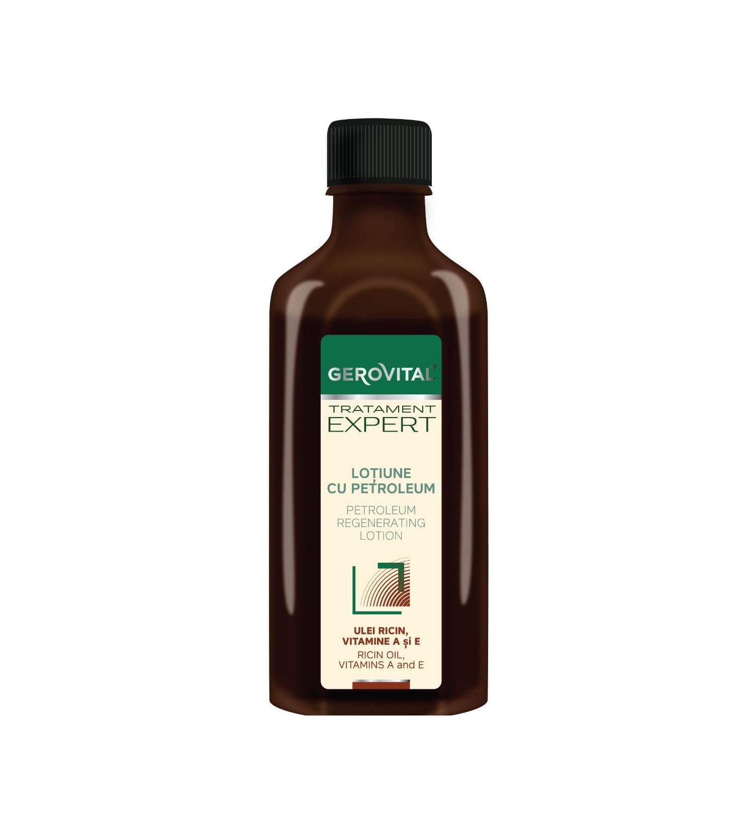 Intensive Regenerating Lotion for Hair with Petroleum Castor Oil Vitamin A and E Reduces Hair Loss Stimulates its Growth 100 ml Gerovital Tratament Expert - Buy Online on GoSupps.com