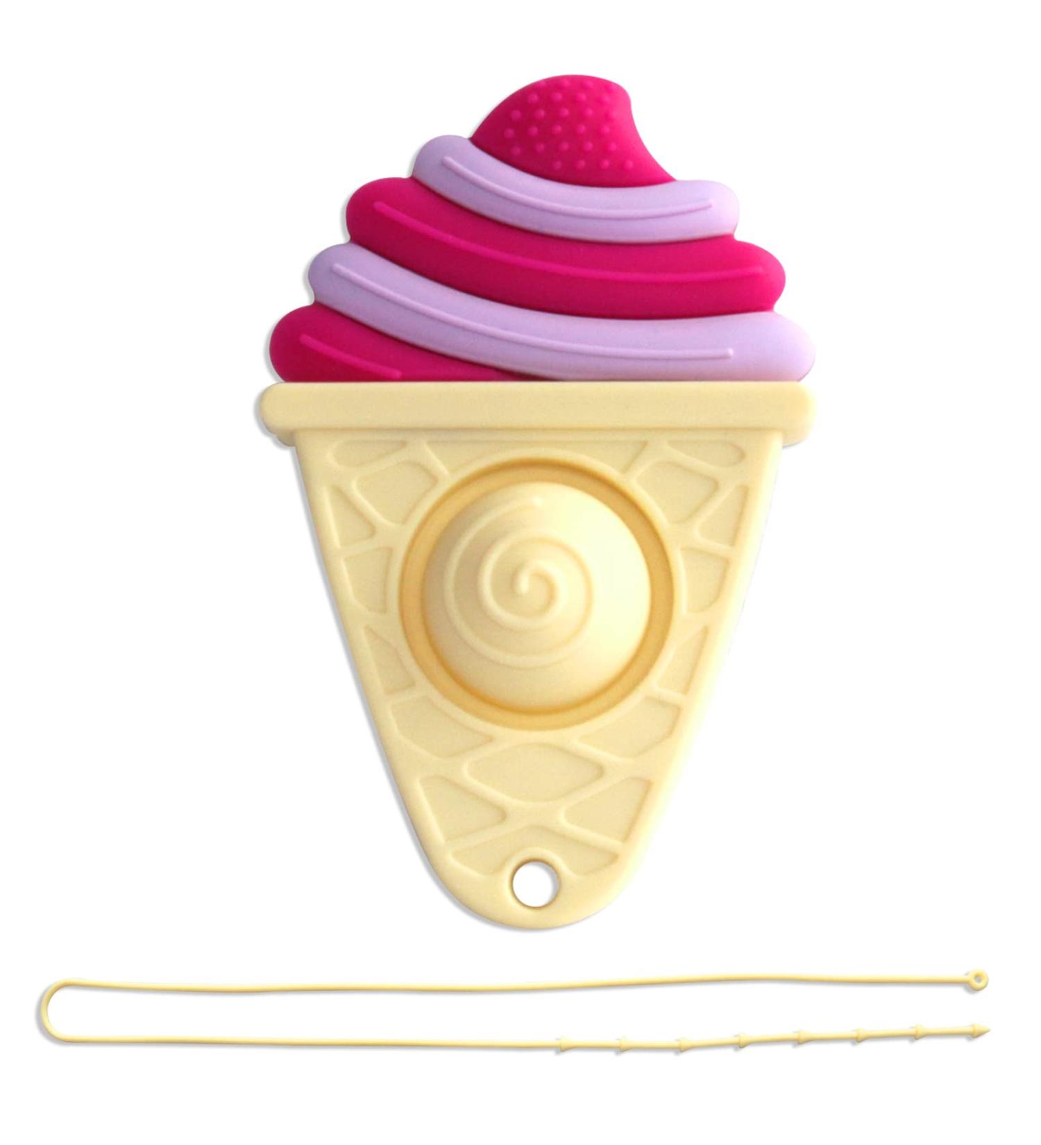 FATEORT Ice Cream Teething Toy - BPA Free Silicone Chew Toy for Babies 6-12 Months | Christmas Gift for Baby Relief | 6+Months Baby Gum Discomfort | Rose - Buy Online on GoSupps.com